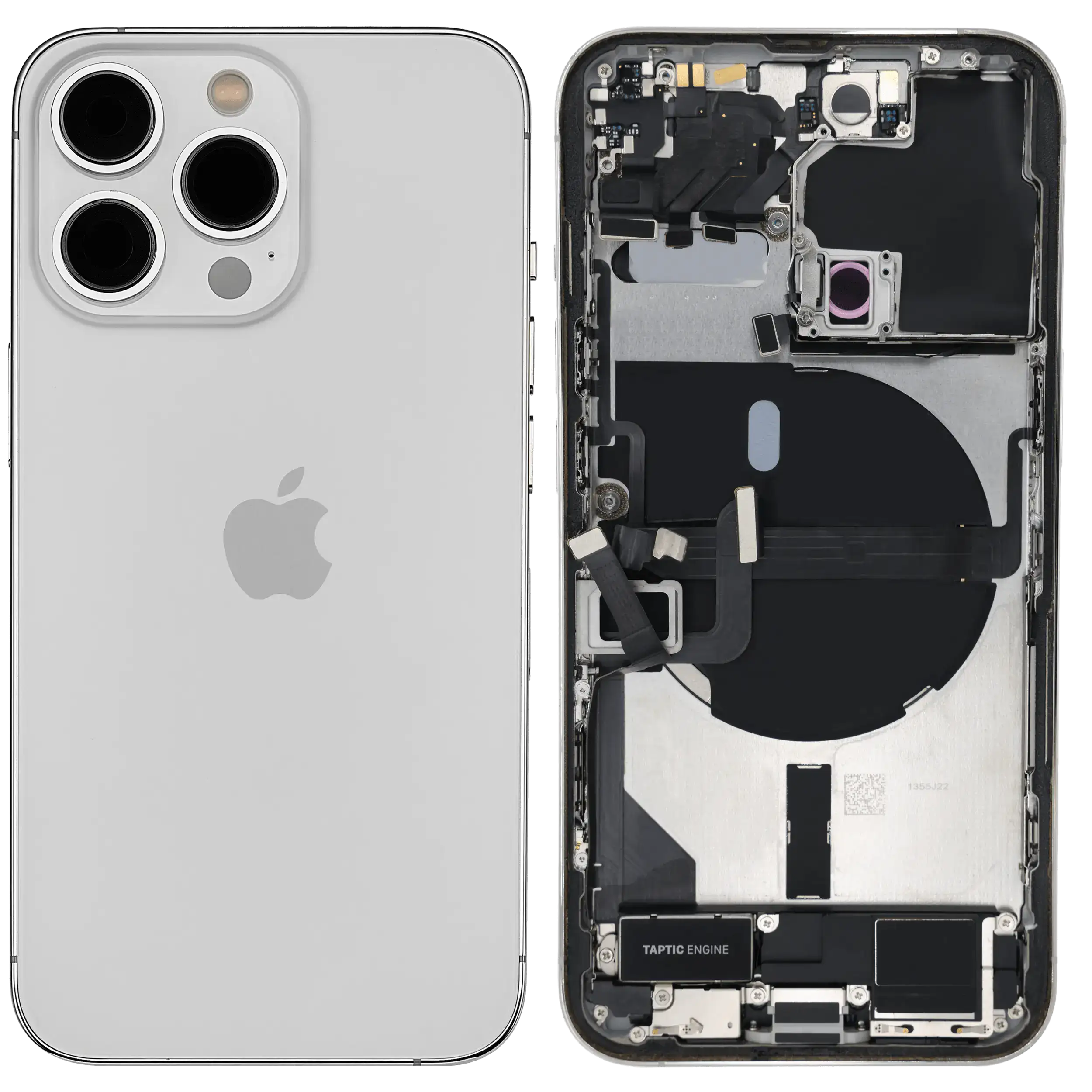 Rückgehäuse mit Ladebuchsen-Flex und Kleinteilen für iPhone 13 Pro (US-Version) (ausgebautes Originalteil: Grade A) (Silver (Silber)) – Bild 2