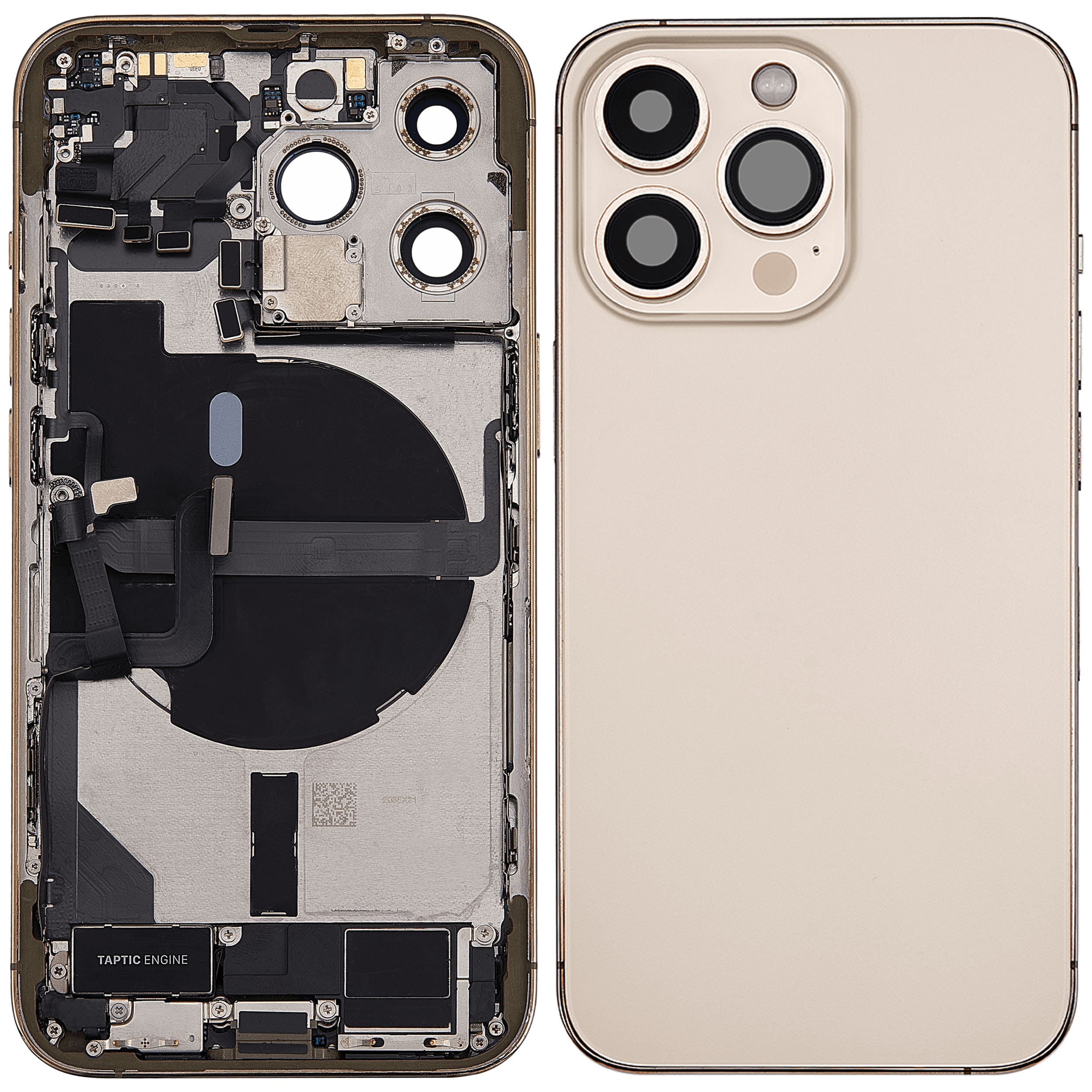 Rückgehäuse mit Ladebuchsen-Flex und Kleinteilen für iPhone 13 Pro (US-Version) (ausgebautes Originalteil: Grade B) (Gold) – Bild 2