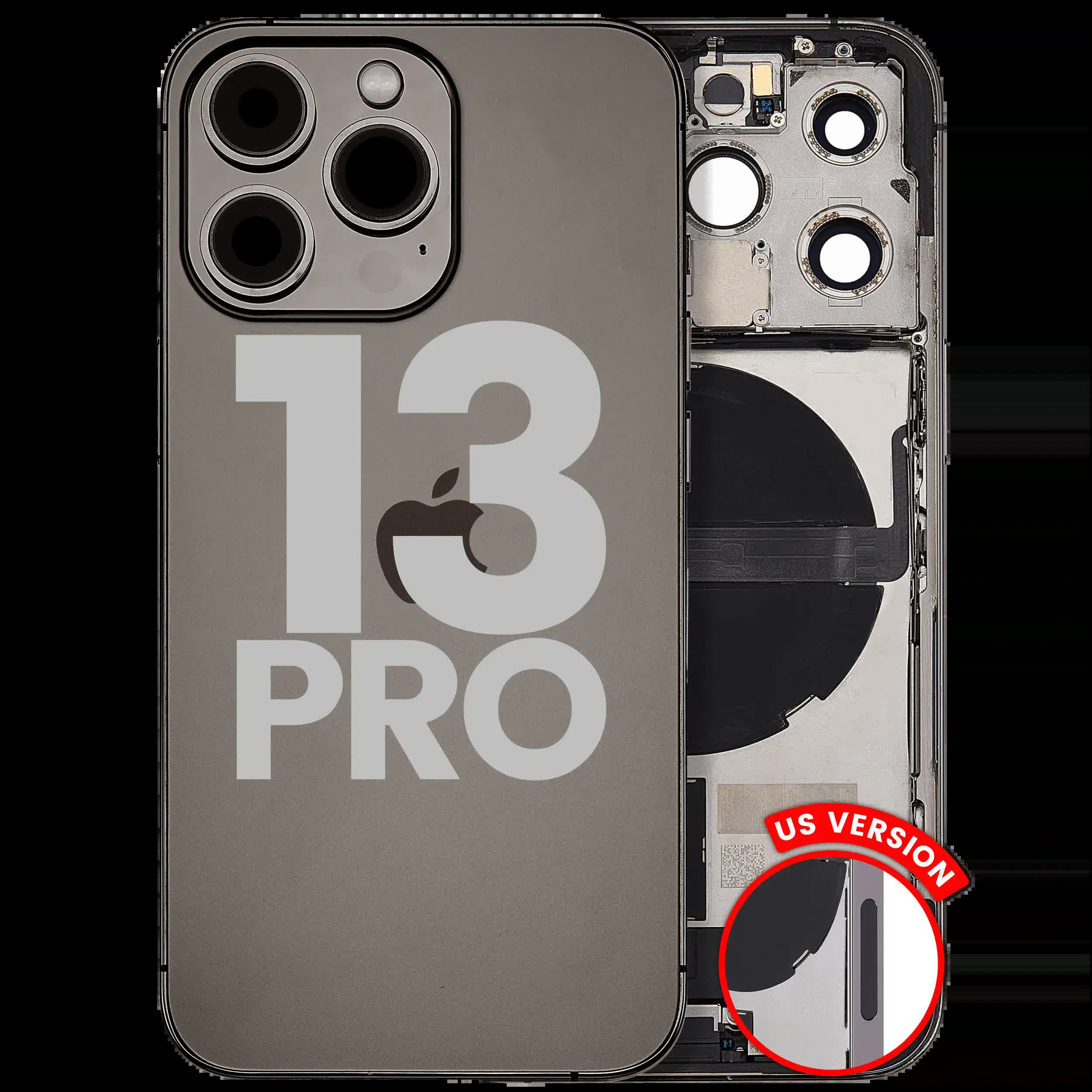 Rückgehäuse mit Ladebuchsen-Flex und Kleinteilen für iPhone 13 Pro (US-Version) (ausgebautes Originalteil: Grade C) (Graphite)