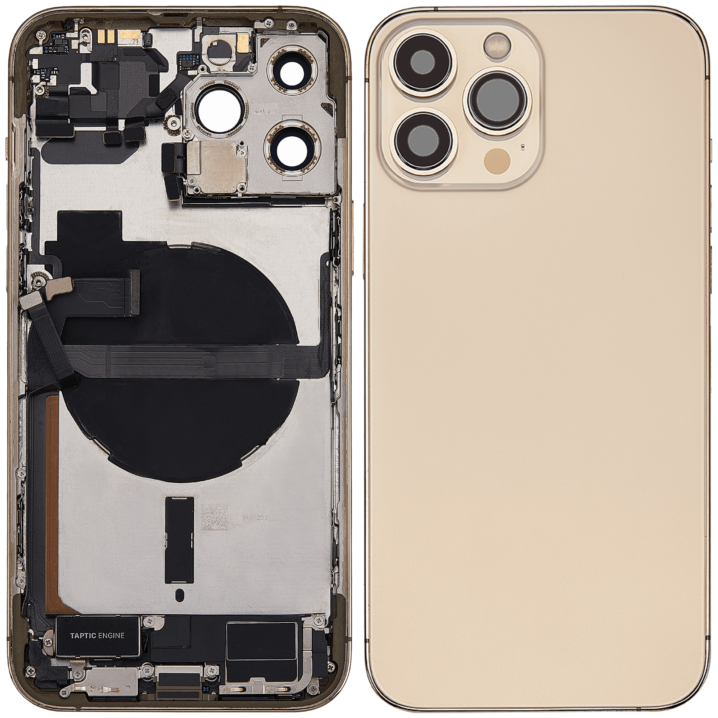 Rückgehäuse mit Ladebuchsen-Flex und Kleinteilen für iPhone 13 Pro Max (EU / globale Version) (ausgebautes Originalteil: Grade B) (Gold) – Bild 2