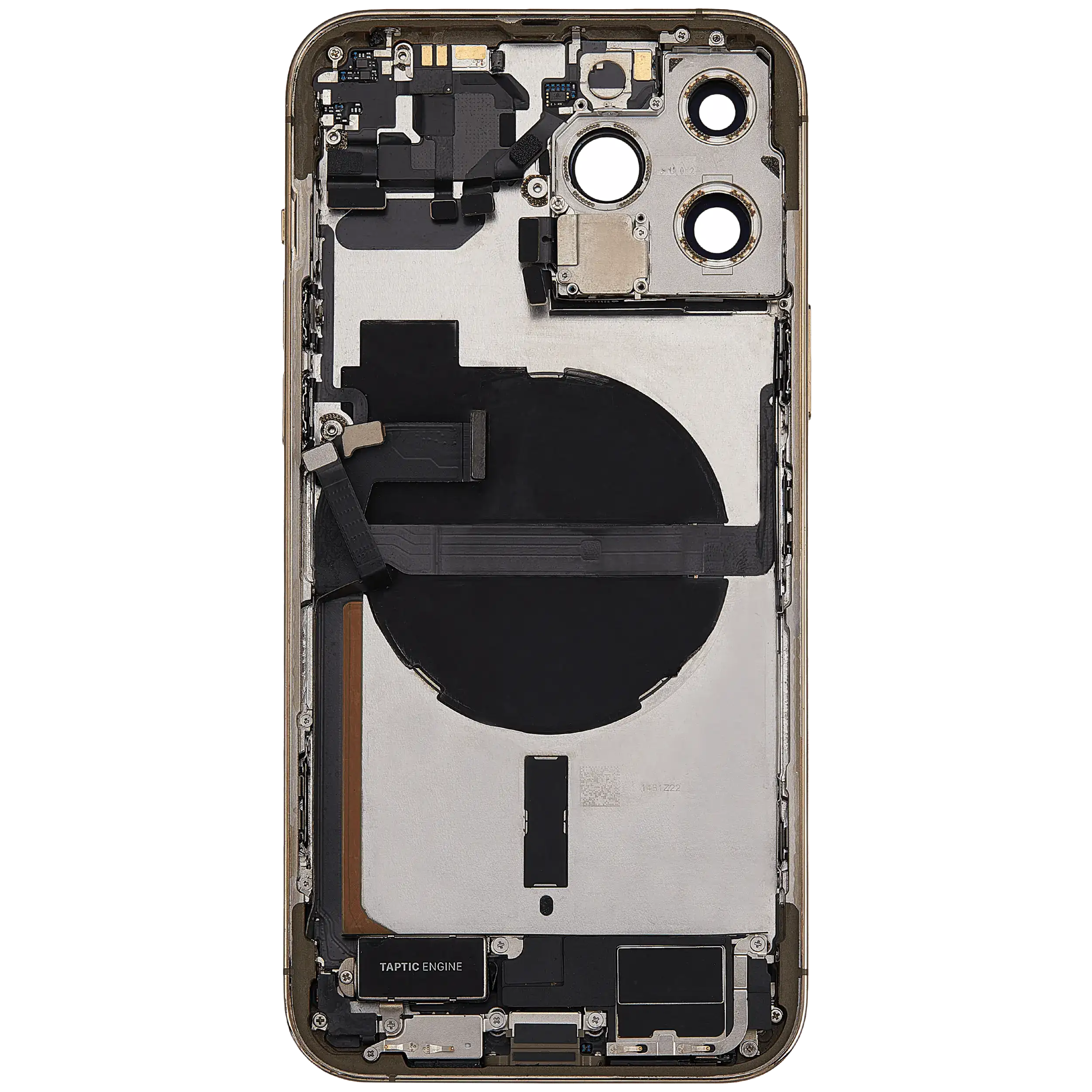 Rückgehäuse mit Ladebuchsen-Flex und Kleinteilen für iPhone 13 Pro Max (EU / globale Version) (ausgebautes Originalteil: Grade B) (Gold) – Bild 3