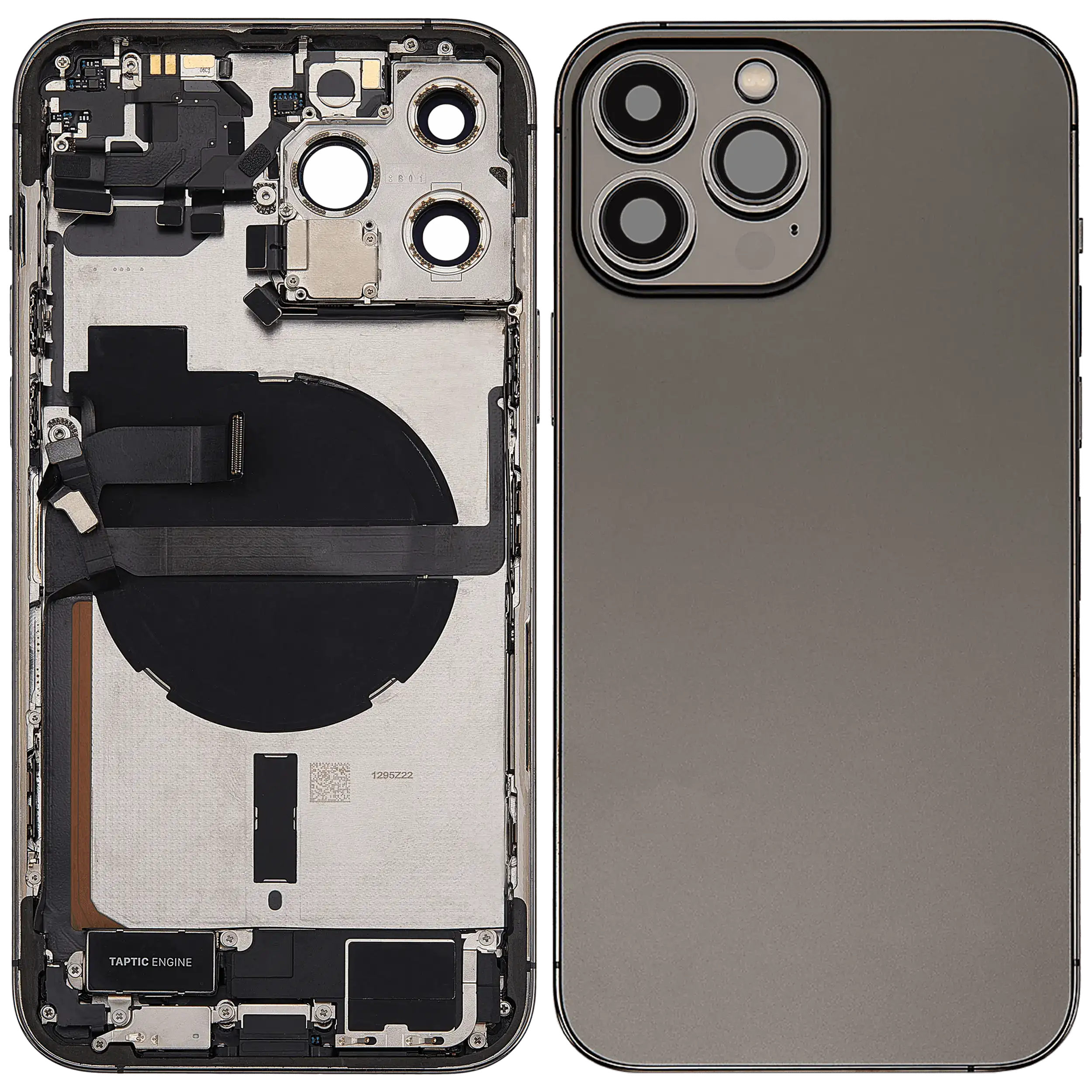 Rückgehäuse mit Ladebuchsen-Flex und Kleinteilen für iPhone 13 Pro Max (EU / globale Version) (ausgebautes Originalteil: Grade B) (Graphite) – Bild 2