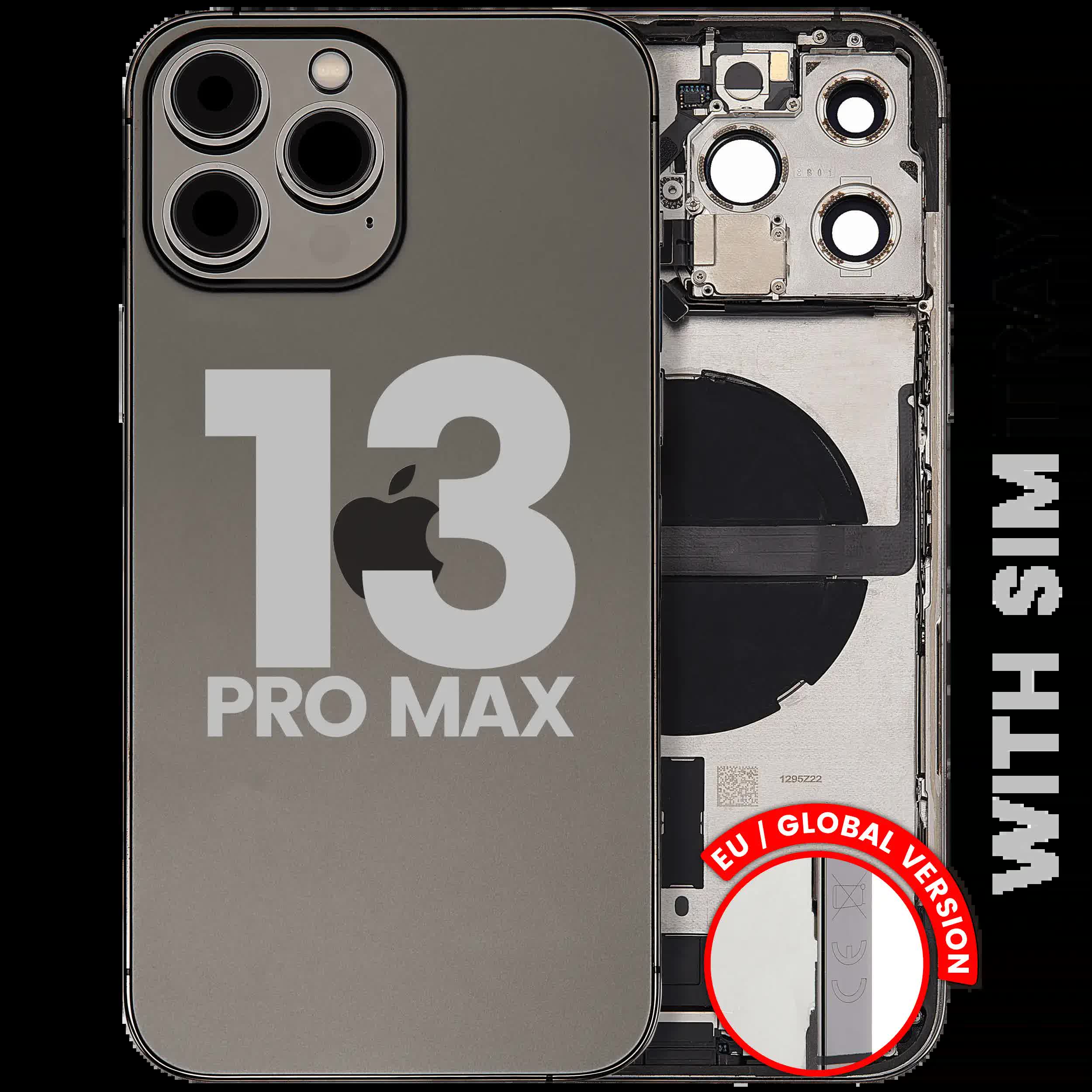 Rückgehäuse mit Ladebuchsen-Flex und Kleinteilen für iPhone 13 Pro Max (EU / globale Version) (ausgebautes Originalteil: Grade C) (Graphite)