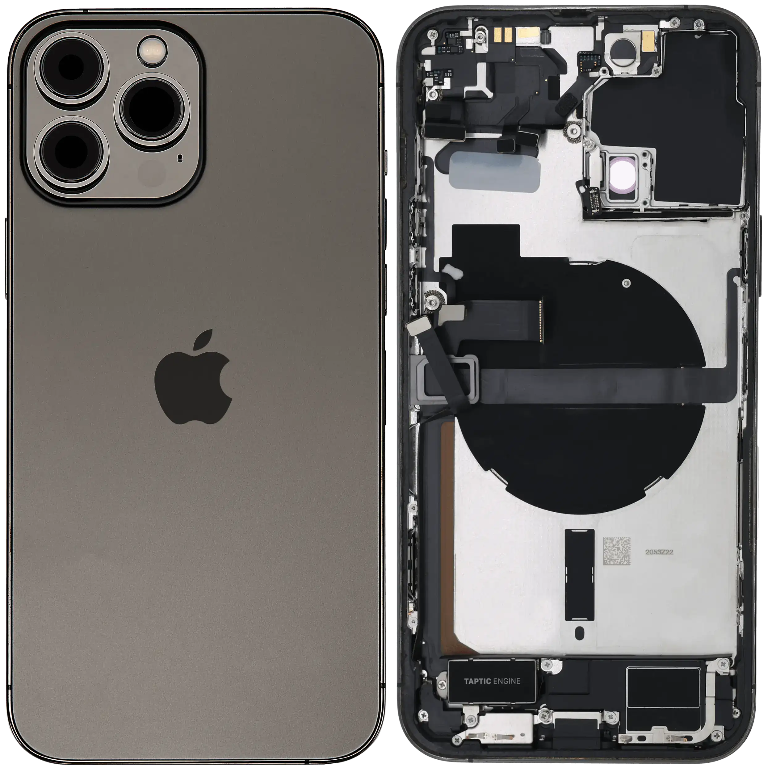 Rückgehäuse mit Ladebuchsen-Flex und Kleinteilen für iPhone 13 Pro Max (US-Version) (ausgebautes Originalteil: Grade A) (Graphite) – Bild 2