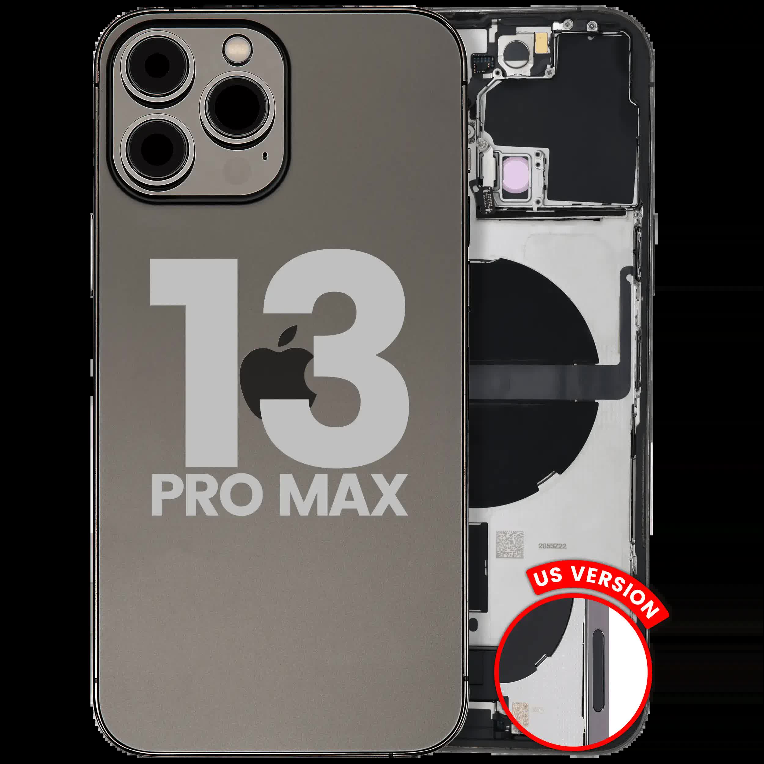 Rückgehäuse mit Ladebuchsen-Flex und Kleinteilen für iPhone 13 Pro Max (US-Version) (ausgebautes Originalteil: Grade A) (Graphite)
