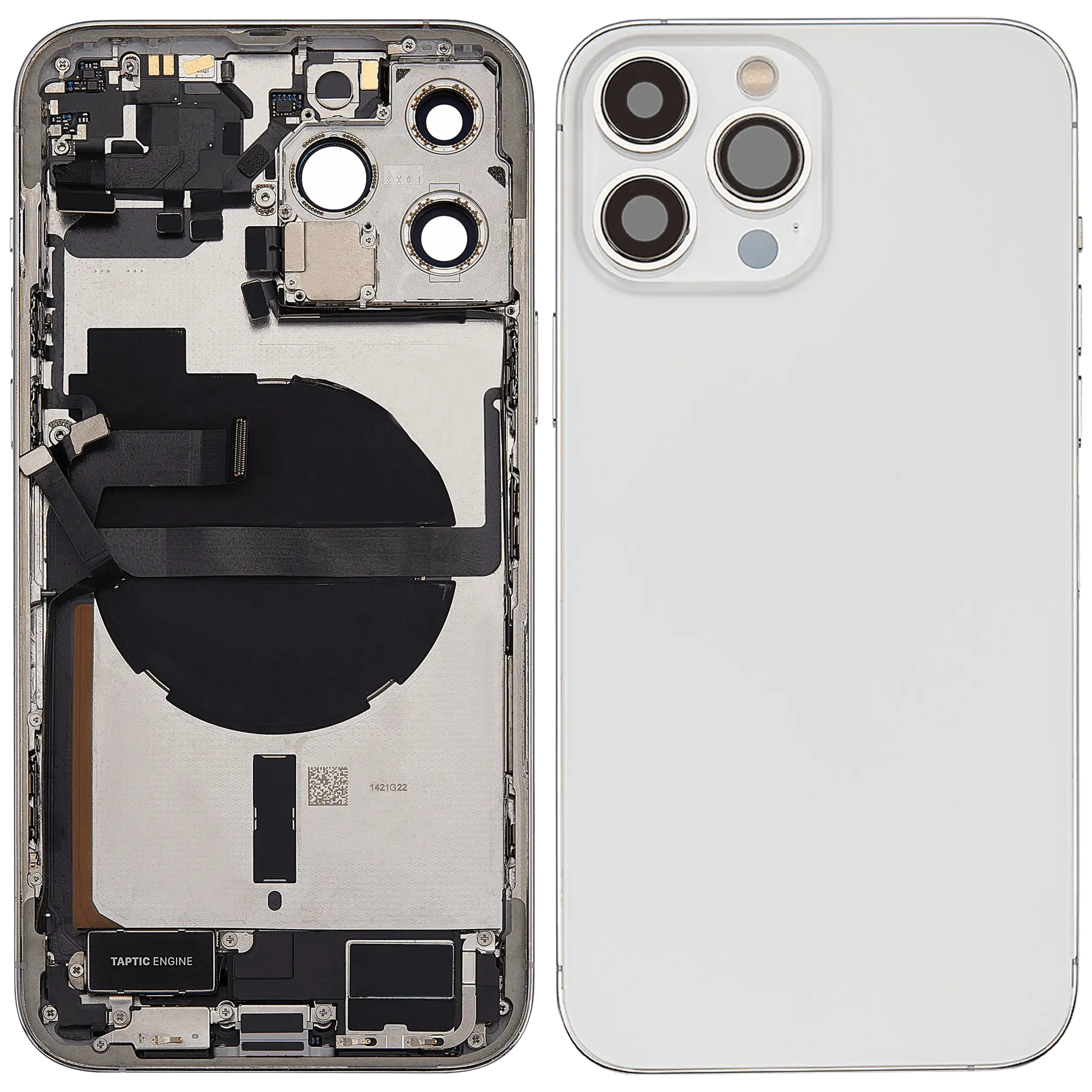 Rückgehäuse mit Ladebuchsen-Flex und Kleinteilen für iPhone 13 Pro Max (US-Version) (ausgebautes Originalteil: Grade A) (Silver (Silber)) – Bild 2