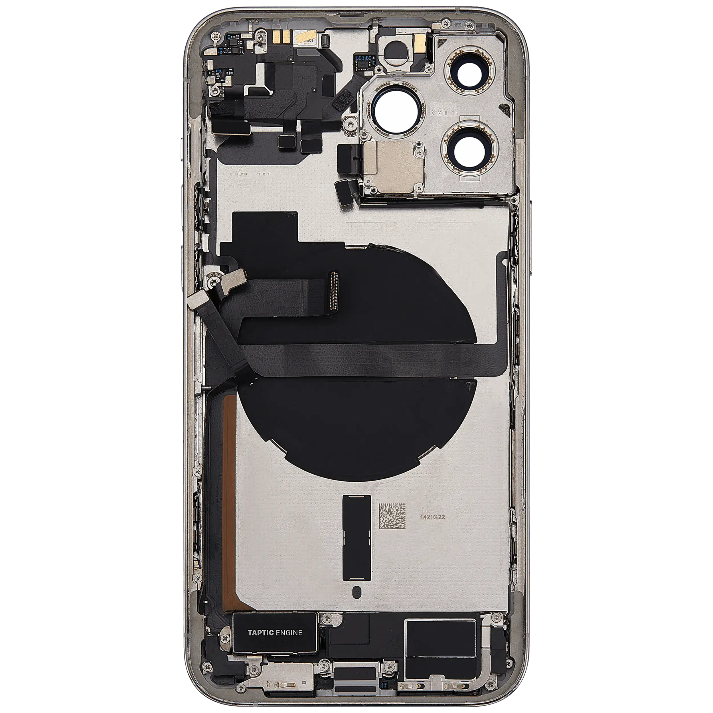 Rückgehäuse mit Ladebuchsen-Flex und Kleinteilen für iPhone 13 Pro Max (US-Version) (ausgebautes Originalteil: Grade B) (Silver (Silber)) – Bild 3