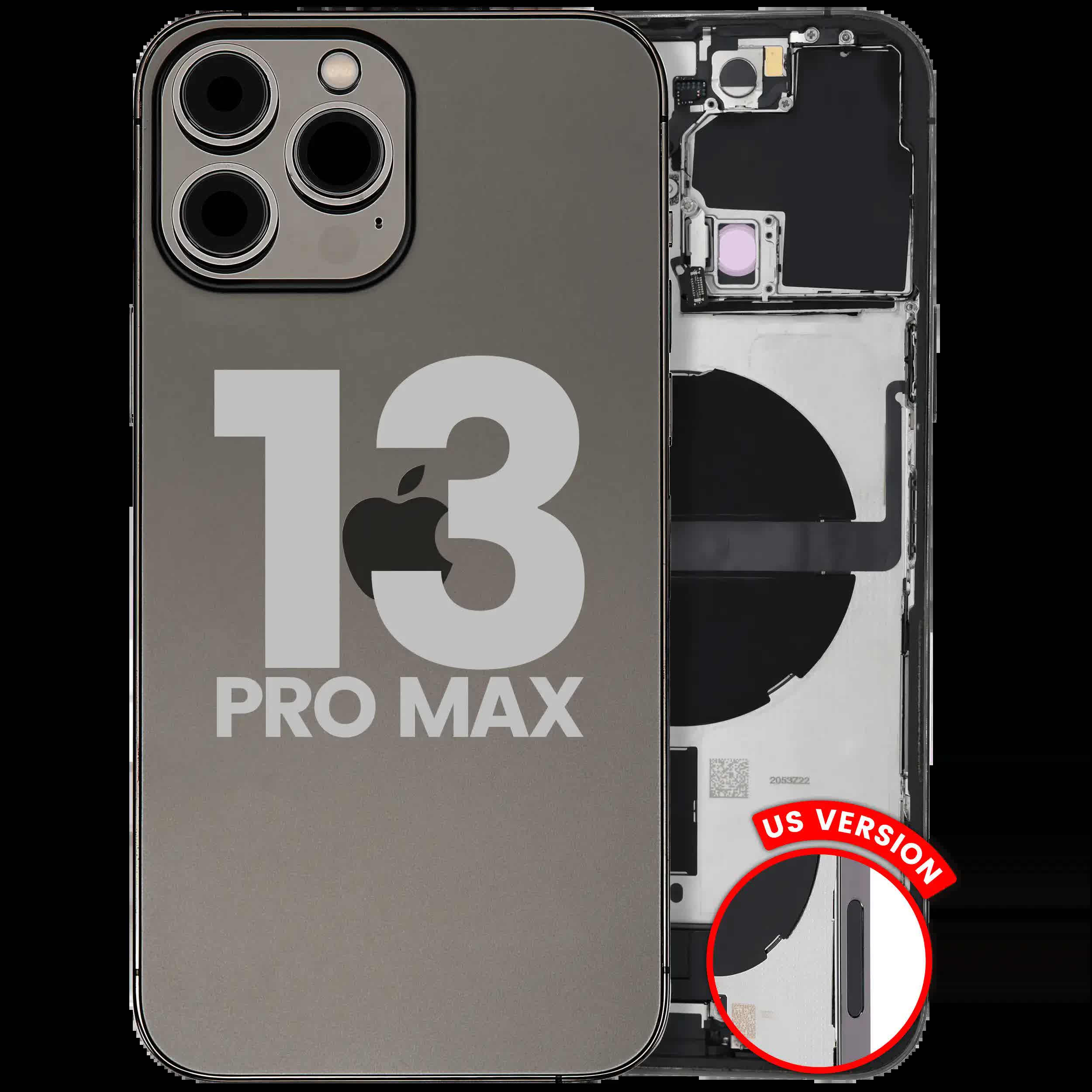 Rückgehäuse mit Ladebuchsen-Flex und Kleinteilen für iPhone 13 Pro Max (US-Version) (ausgebautes Originalteil: Grade C) (Graphite)