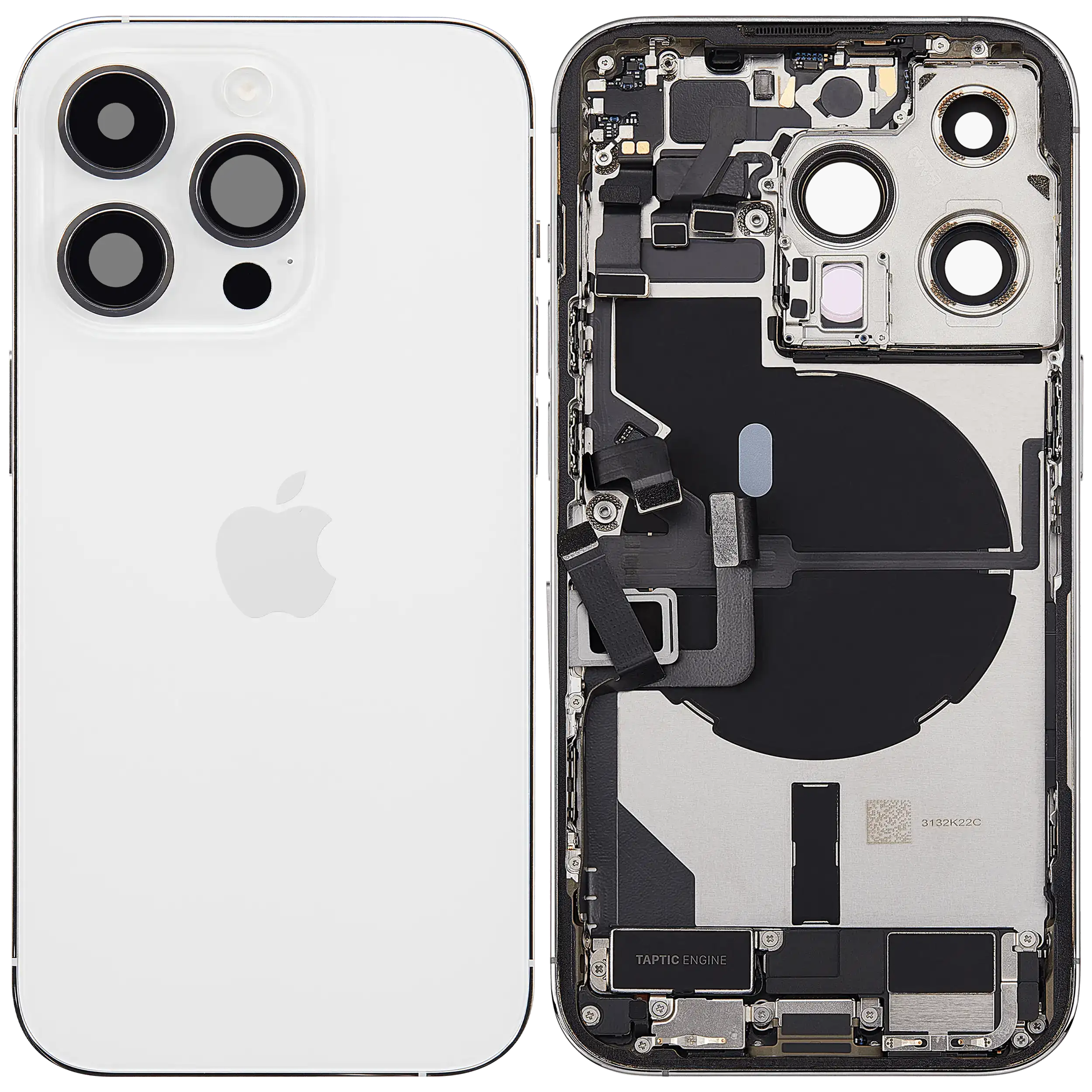 Rückgehäuse mit Ladebuchsen-Flex und Kleinteilen für iPhone 14 Pro (EU / globale Version) (ausgebautes Originalteil: Grade C) (Silver (Silber)) – Bild 2