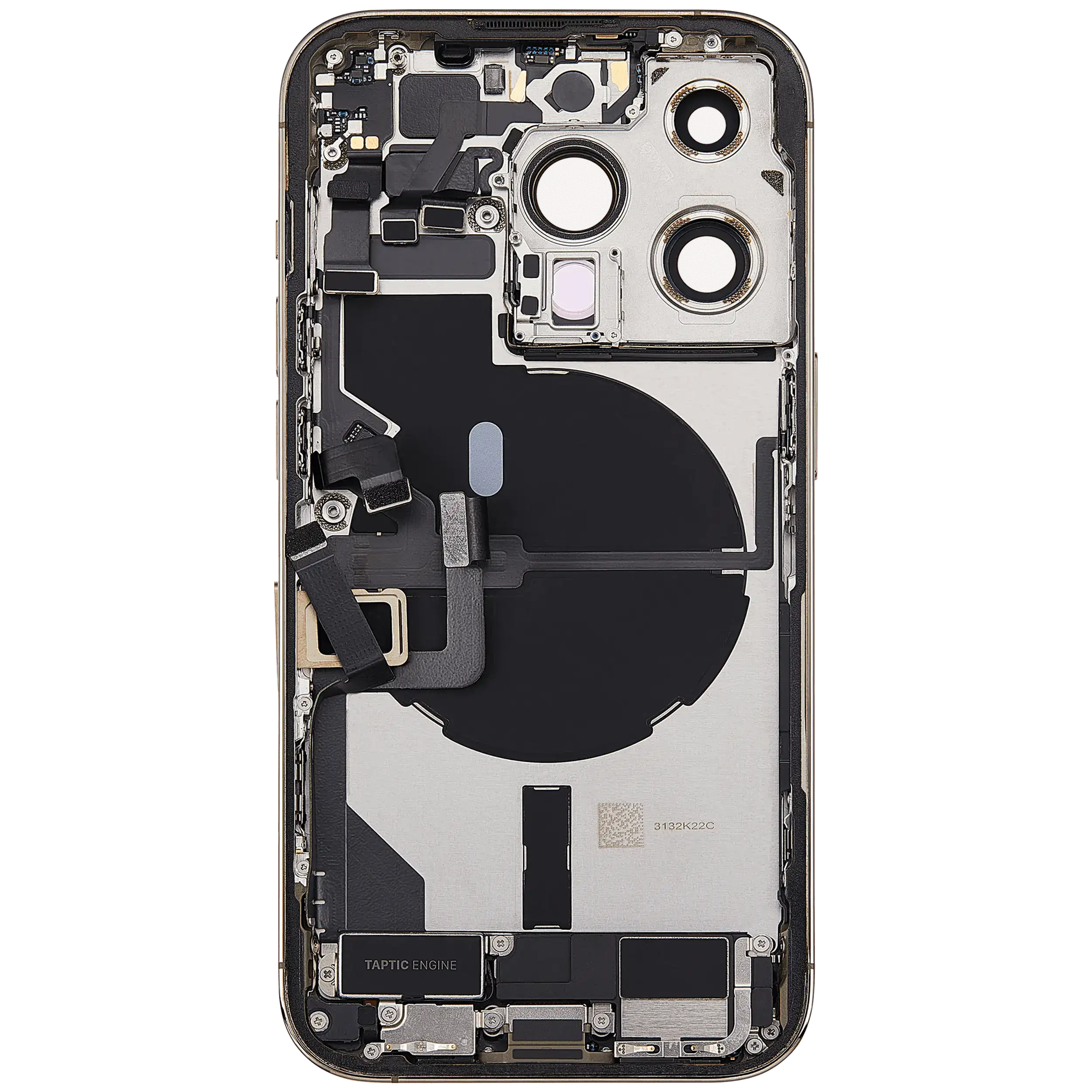 Rückgehäuse mit Ladebuchsen-Flex und Kleinteilen für iPhone 14 Pro (EU / globale Version) (ausgebautes Originalteil: Grade C) (Gold) – Bild 4