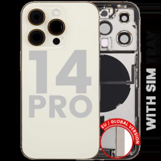 Rückgehäuse mit Ladebuchsen-Flex und Kleinteilen für iPhone 14 Pro (EU / globale Version) (ausgebautes Originalteil: Grade C) (Gold)