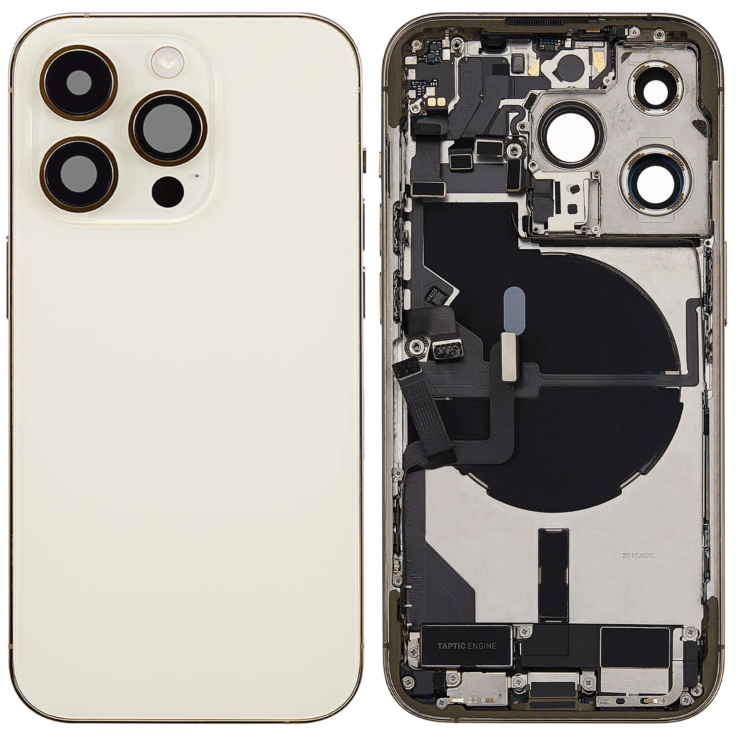 Rückgehäuse mit Ladebuchsen-Flex und Kleinteilen für iPhone 14 Pro (US-Version) (ausgebautes Originalteil: Grade B) (Gold) – Bild 2