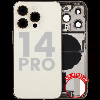 Rückgehäuse mit Ladebuchsen-Flex und Kleinteilen für iPhone 14 Pro (US-Version) (ausgebautes Originalteil: Grade B) (Gold)