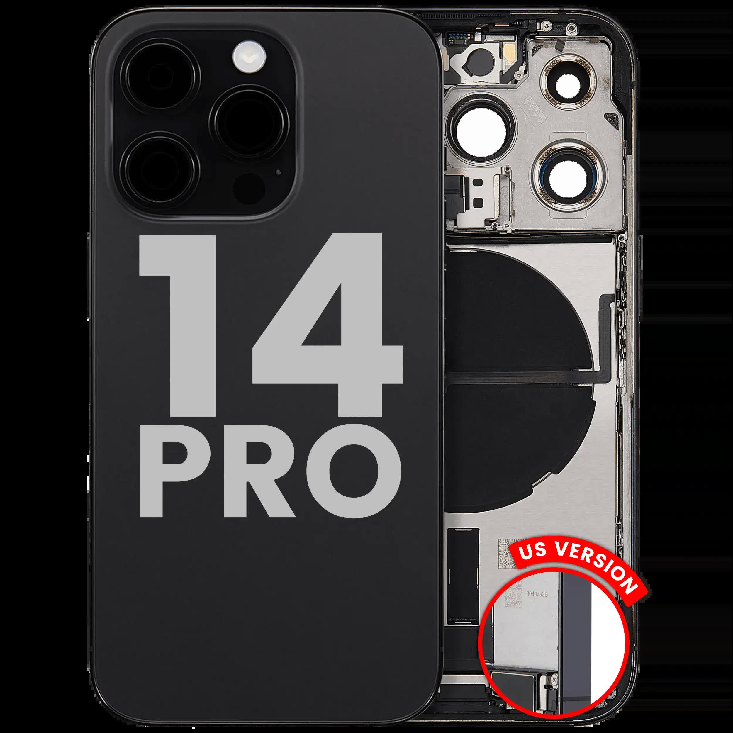 Rückgehäuse mit Ladebuchsen-Flex und Kleinteilen für iPhone 14 Pro (US-Version) (ausgebautes Originalteil: Grade C) (Space Black)