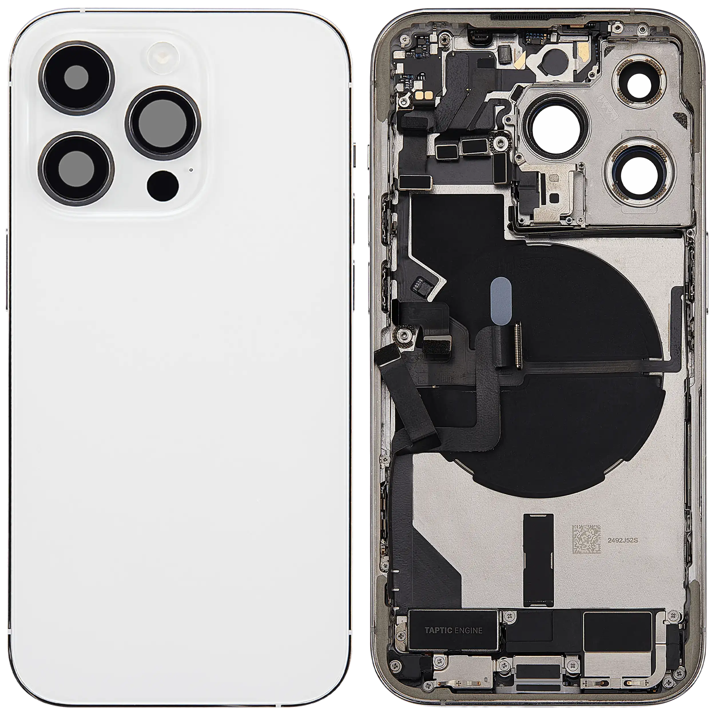 Rückgehäuse mit Ladebuchsen-Flex und Kleinteilen für iPhone 14 Pro (US-Version) (ausgebautes Originalteil: Grade C) (Silver (Silber)) – Bild 2