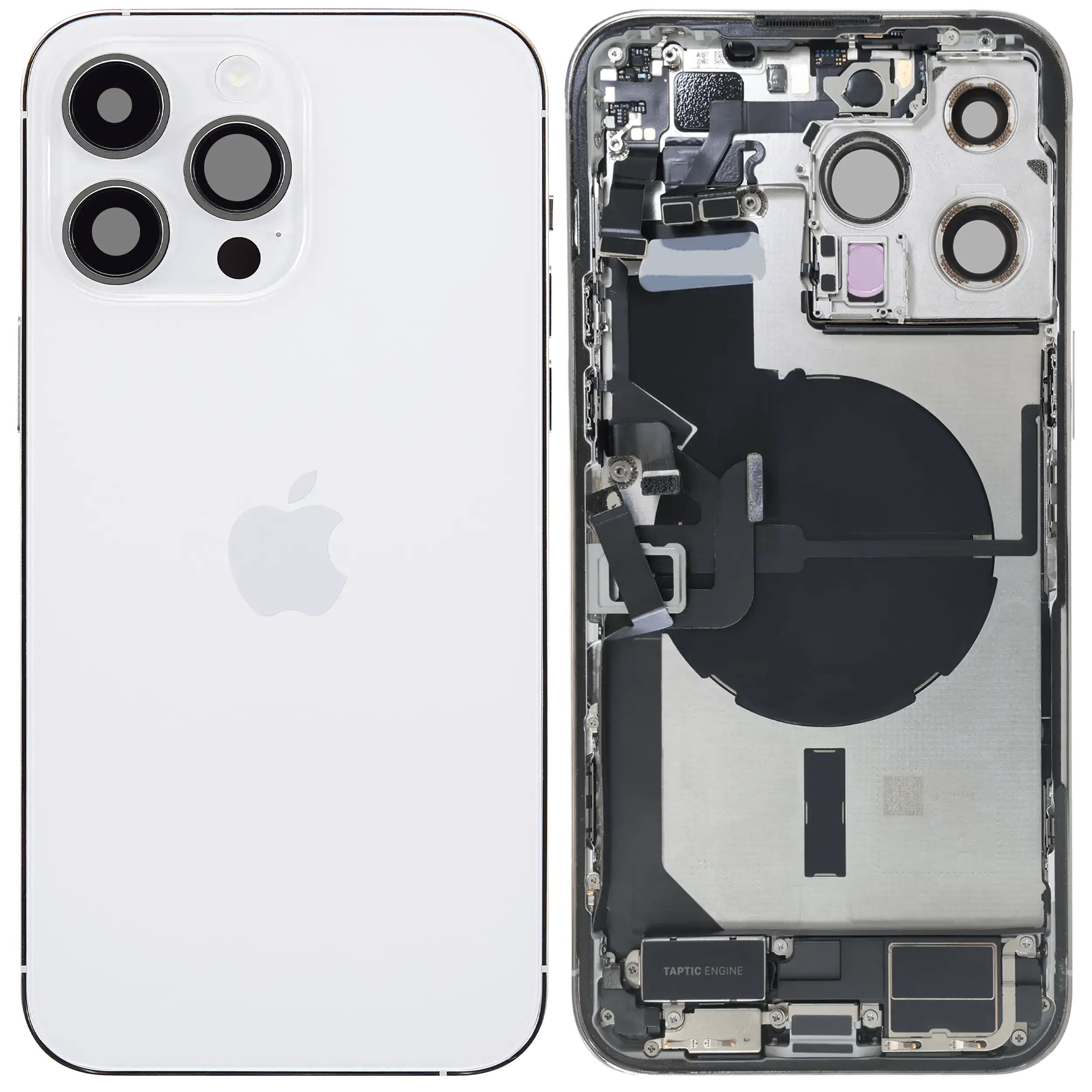 Rückgehäuse mit Ladebuchsen-Flex und Kleinteilen für iPhone 14 Pro Max (EU / globale Version) (ausgebautes Originalteil: Grade B) (Silver (Silber)) – Bild 2