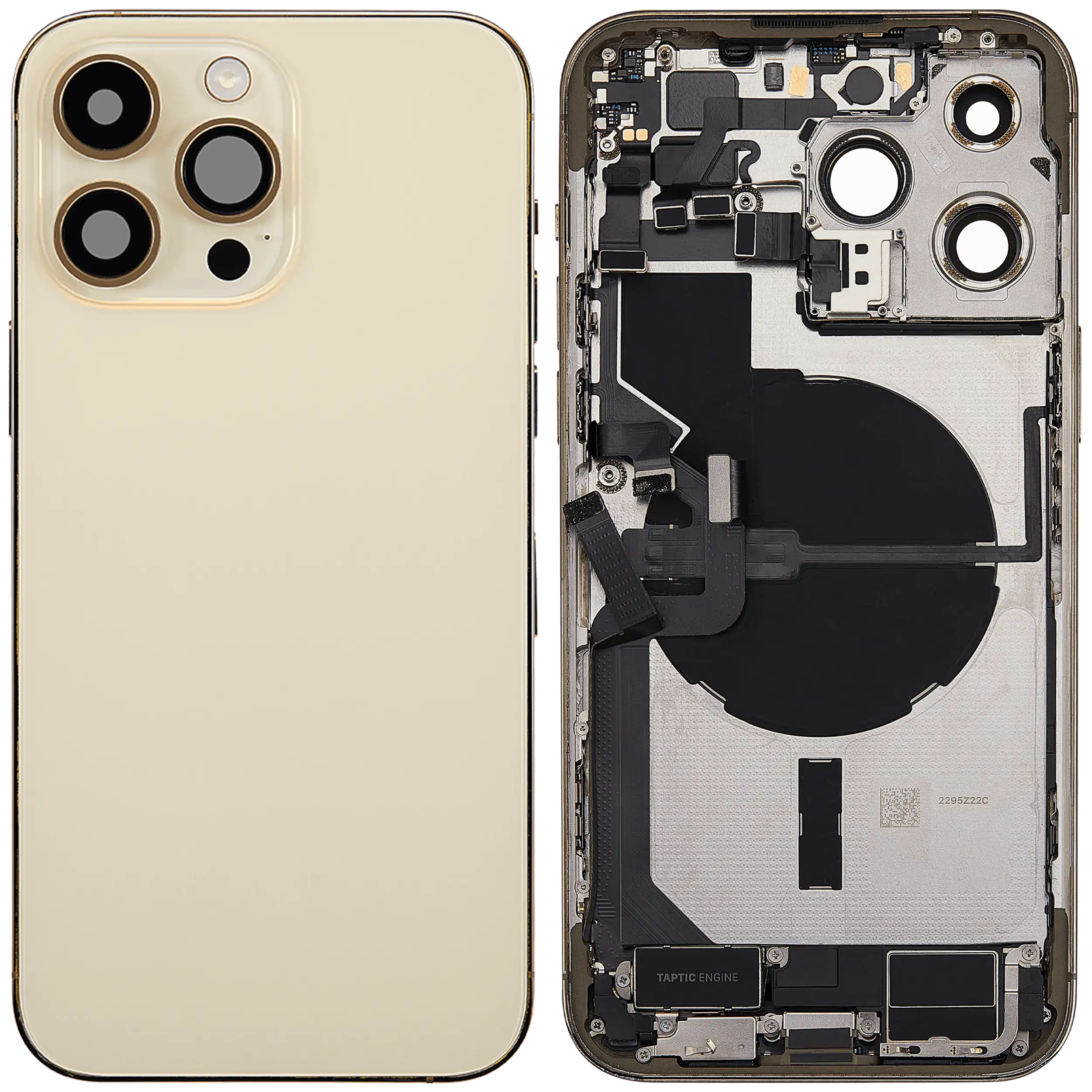 Rückgehäuse mit Ladebuchsen-Flex und Kleinteilen für iPhone 14 Pro Max (EU / globale Version) (ausgebautes Originalteil: Grade B) (Gold) – Bild 2