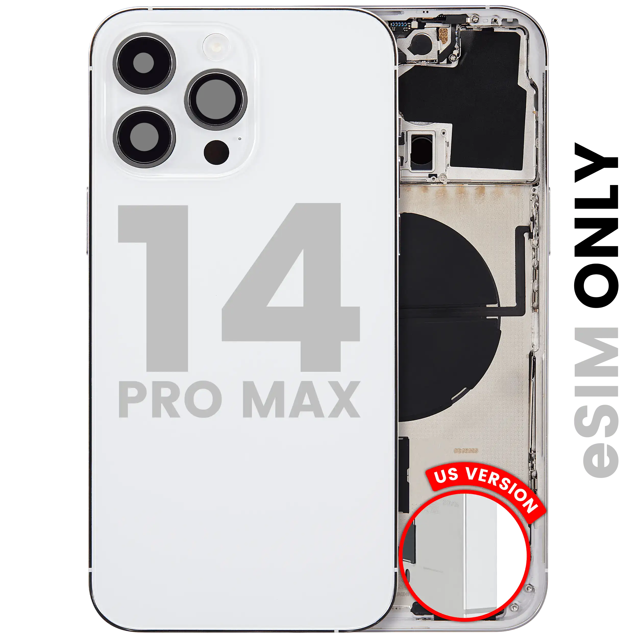 Rückgehäuse mit Ladebuchsen-Flex und Kleinteilen für iPhone 14 Pro Max (EU / globale Version) (ausgebautes Originalteil: Grade C) (Space Black) – Bild 2