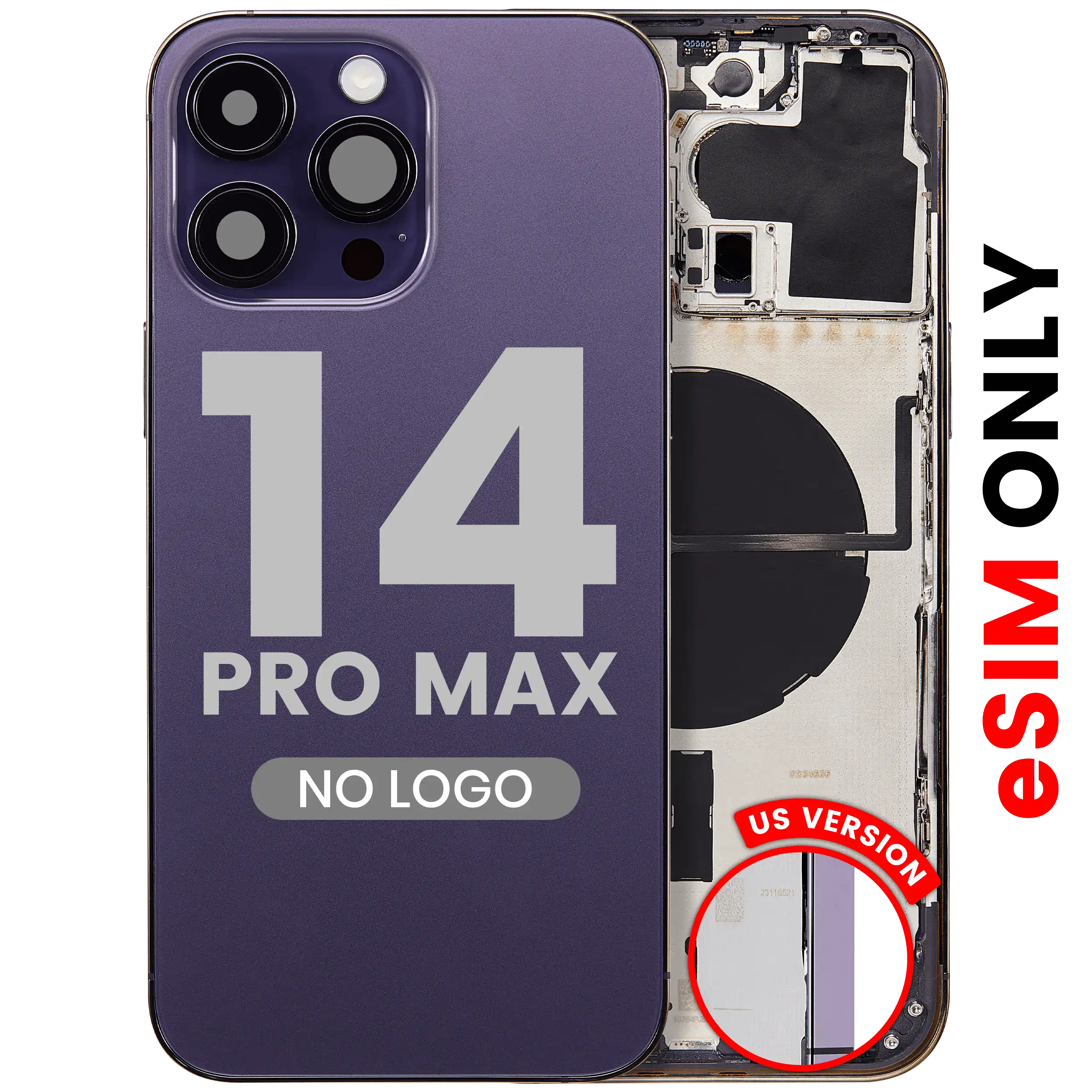 Rückgehäuse mit Ladebuchsen-Flex und Kleinteilen für iPhone 14 Pro Max (EU / globale Version) (ausgebautes Originalteil: Grade C) (Space Black) – Bild 4