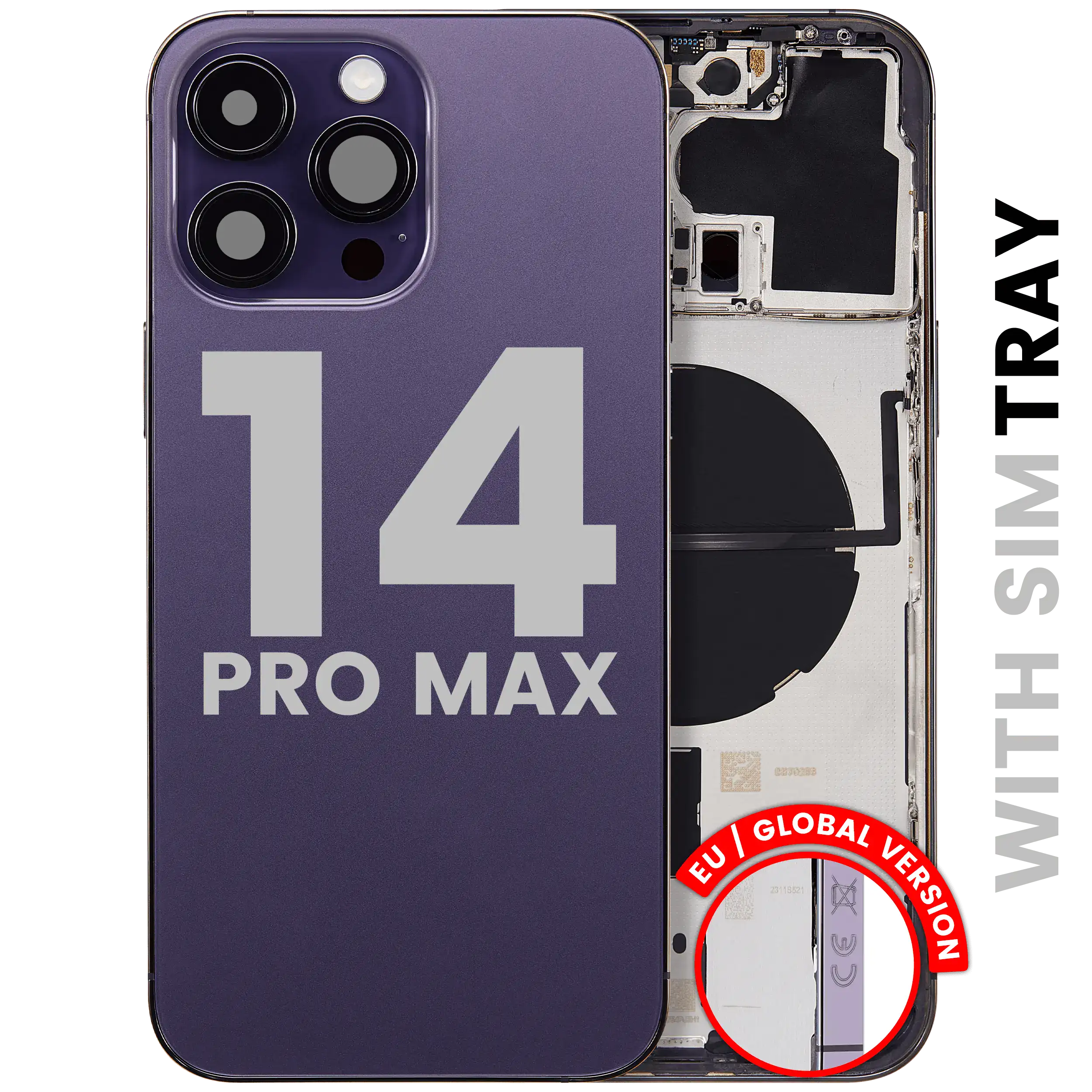 Rückgehäuse mit Ladebuchsen-Flex und Kleinteilen für iPhone 14 Pro Max (EU / globale Version) (ausgebautes Originalteil: Grade C) (Space Black) – Bild 5