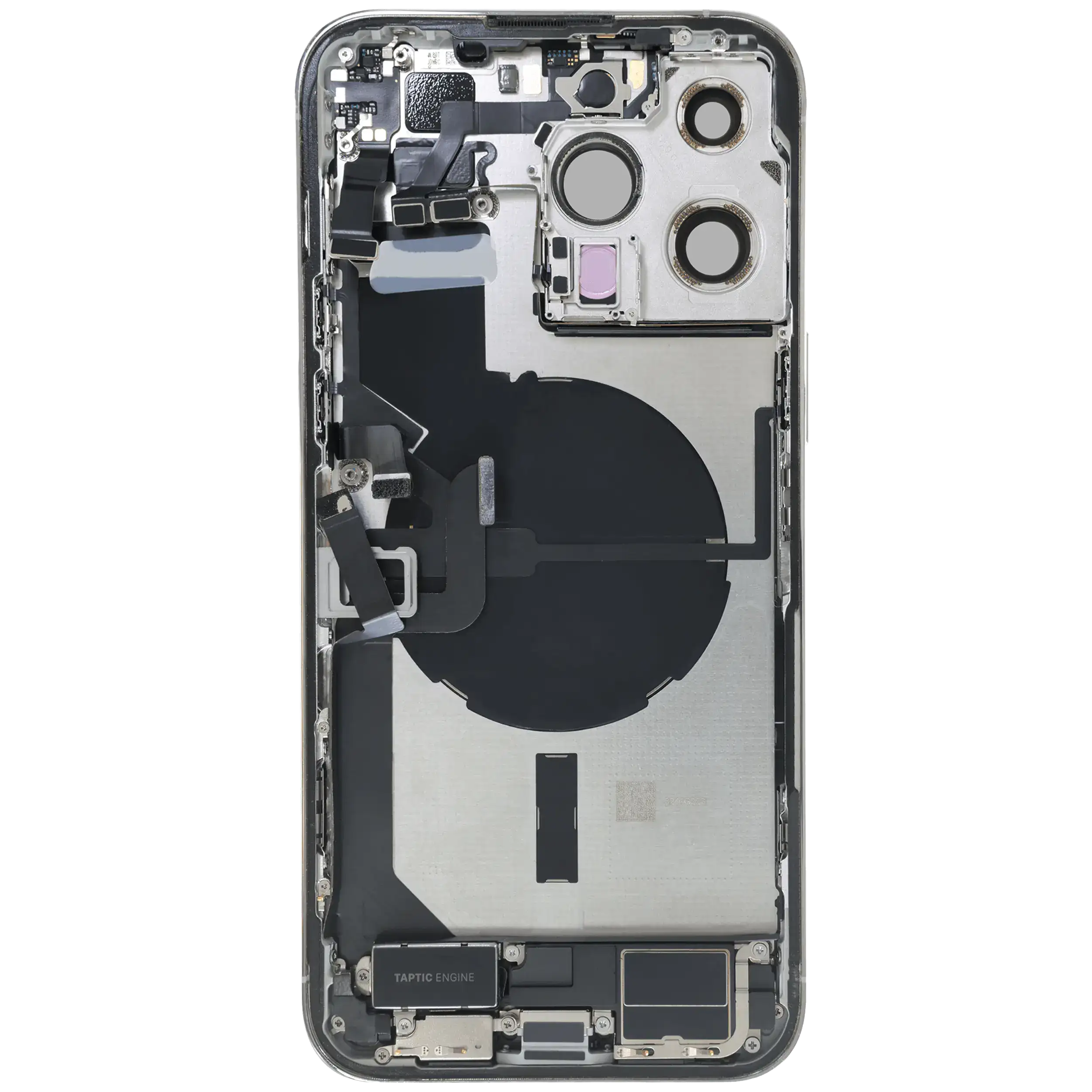 Rückgehäuse mit Ladebuchsen-Flex und Kleinteilen für iPhone 14 Pro Max (EU / globale Version) (ausgebautes Originalteil: Grade C) (Silver (Silber)) – Bild 4
