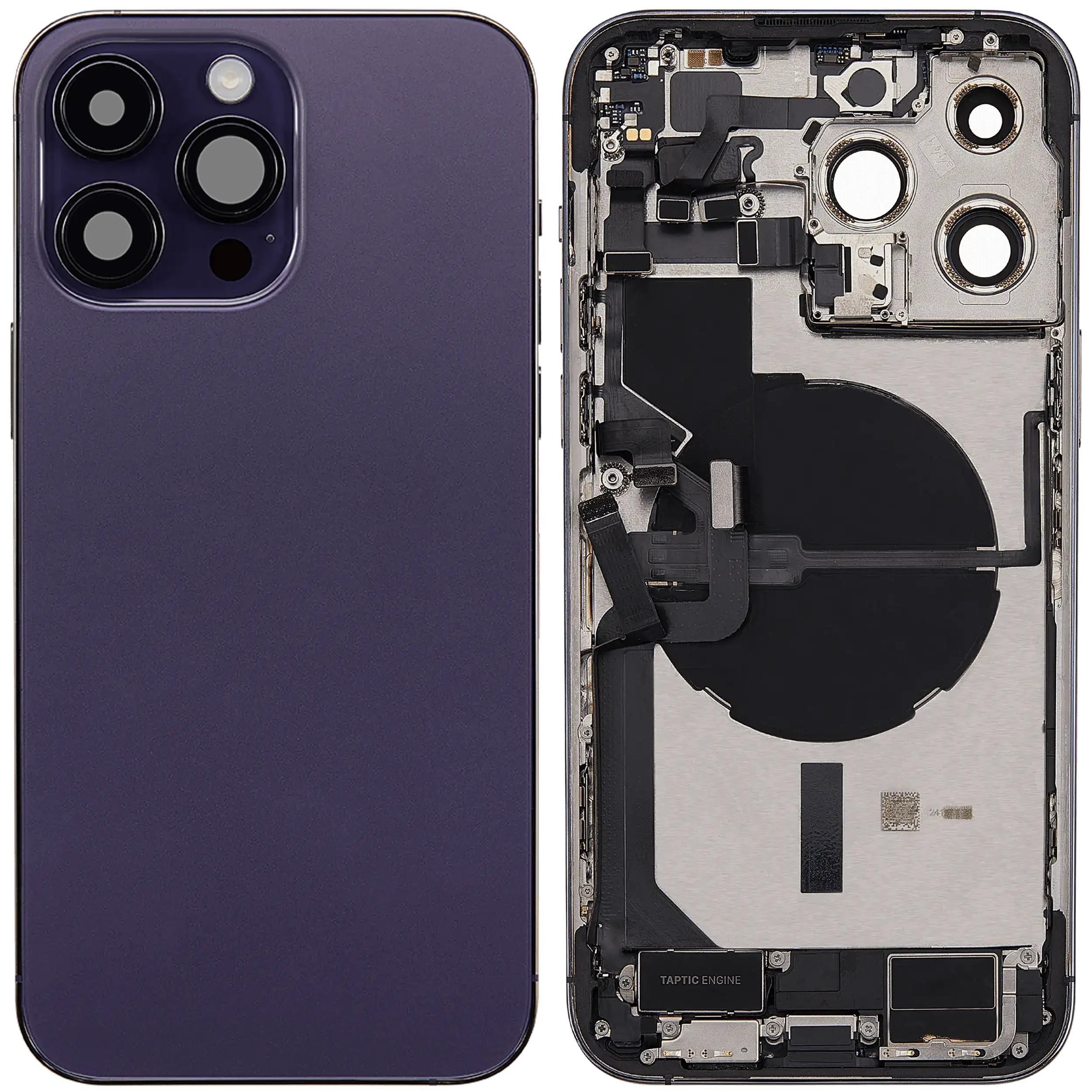 Rückgehäuse mit Ladebuchsen-Flex und Kleinteilen für iPhone 14 Pro Max (EU / globale Version) (ausgebautes Originalteil: Grade C) (Deep Purple) – Bild 2