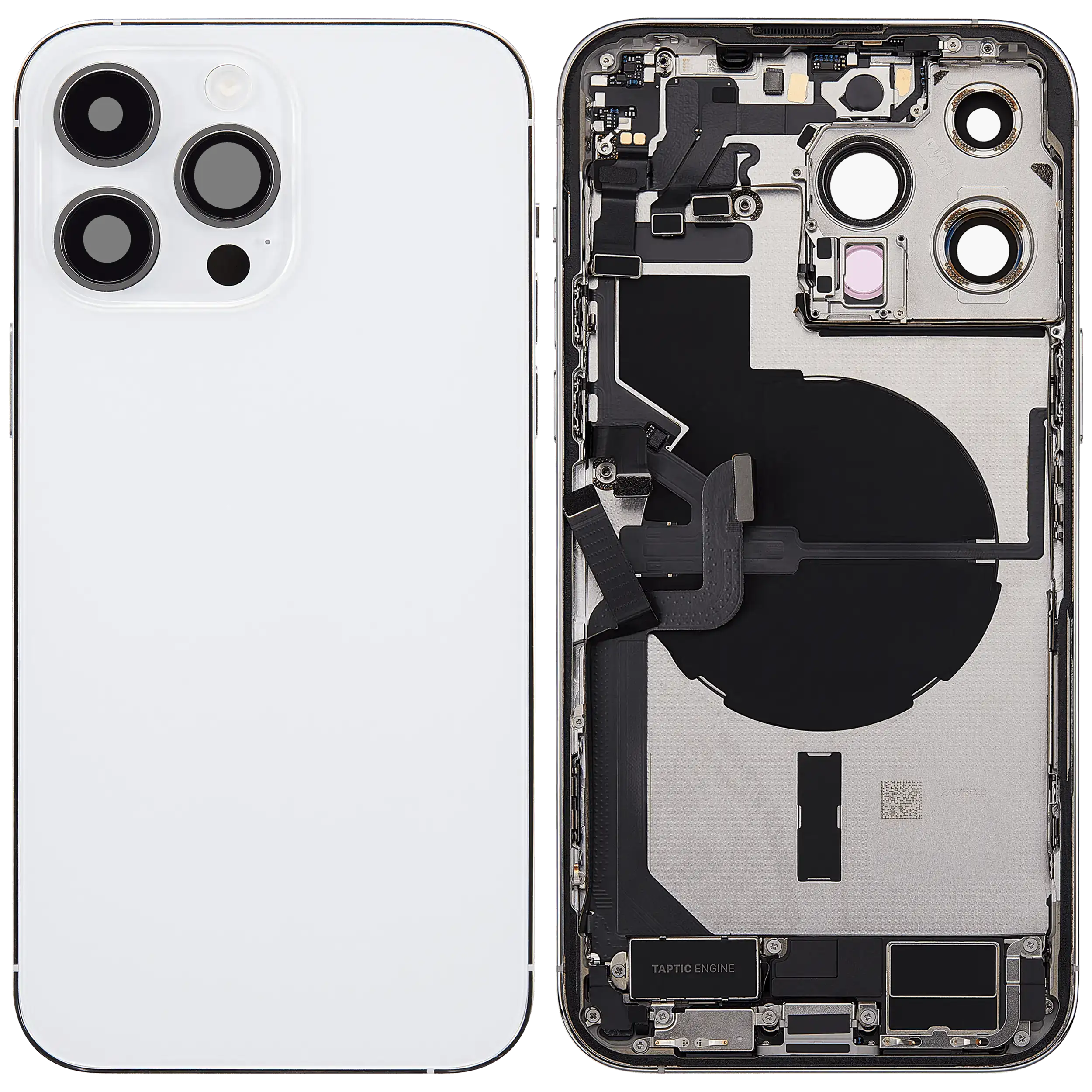 Rückgehäuse mit Ladebuchsen-Flex und Kleinteilen für iPhone 14 Pro Max (US-Version) (ausgebautes Originalteil: Grade A) (Silver (Silber)) – Bild 2