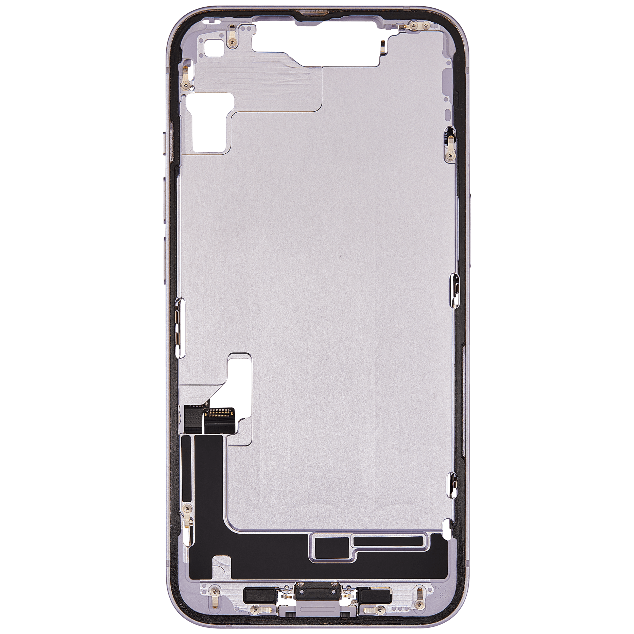 Mittelrahmen mit Ladebuchsen-Flex und Kleinteilen für iPhone 14 (EU / globale Version) (ausgebautes Originalteil: Grade B) (Purple (Violett)) – Bild 3