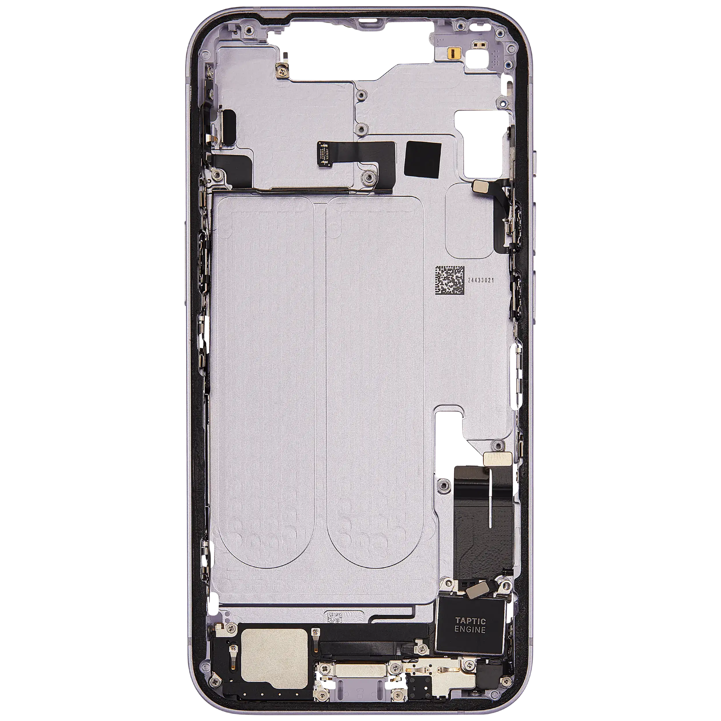 Mittelrahmen mit Ladebuchsen-Flex und Kleinteilen für iPhone 14 (EU / globale Version) (ausgebautes Originalteil: Grade B) (Purple (Violett)) – Bild 4