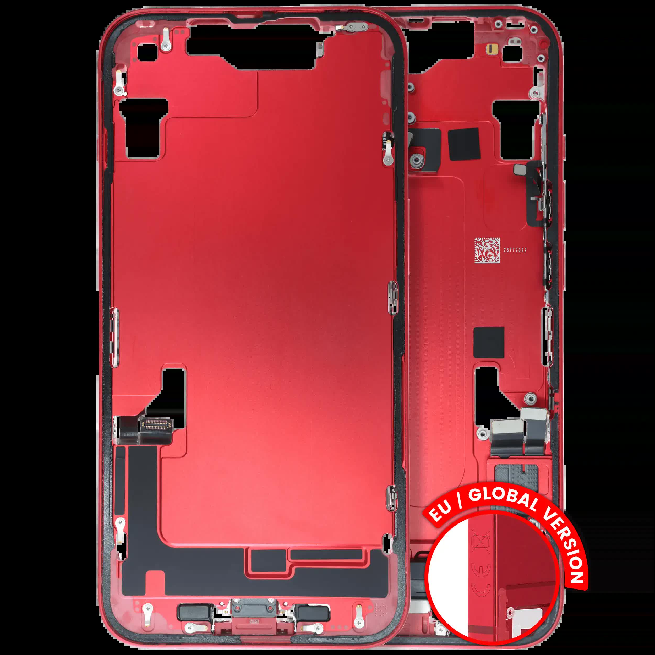 Mittelrahmen mit Ladebuchsen-Flex und Kleinteilen für iPhone 14 (EU / globale Version) (ausgebautes Originalteil: Grade B) (Red (Rot))
