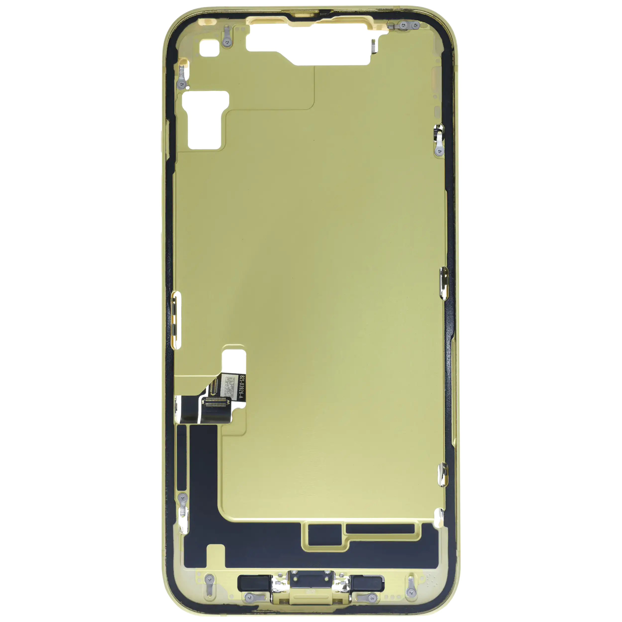Mittelrahmen mit Ladebuchsen-Flex und Kleinteilen für iPhone 14 (EU / globale Version) (ausgebautes Originalteil: Grade B) (Yellow) – Bild 3