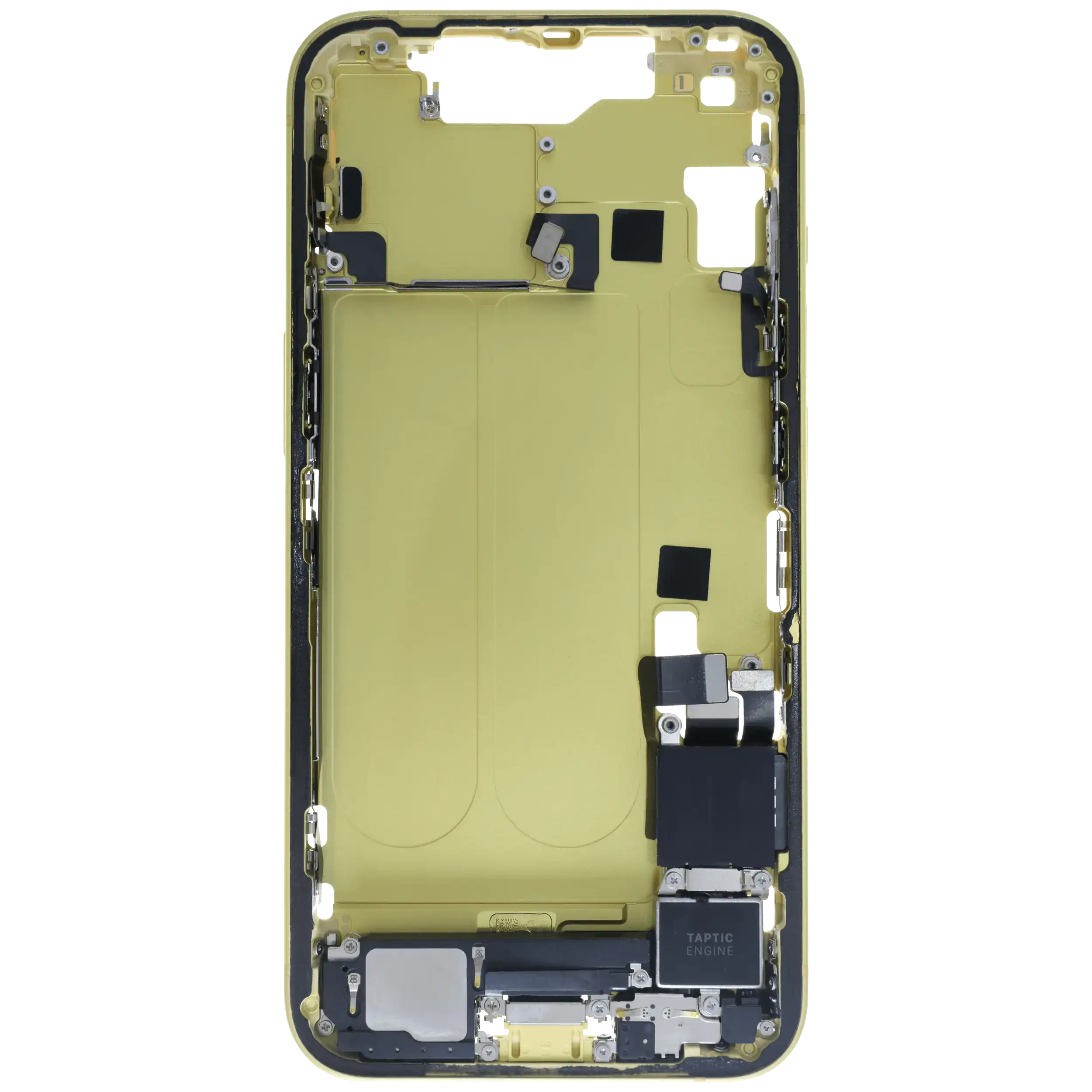 Mittelrahmen mit Ladebuchsen-Flex und Kleinteilen für iPhone 14 (EU / globale Version) (ausgebautes Originalteil: Grade B) (Yellow) – Bild 4