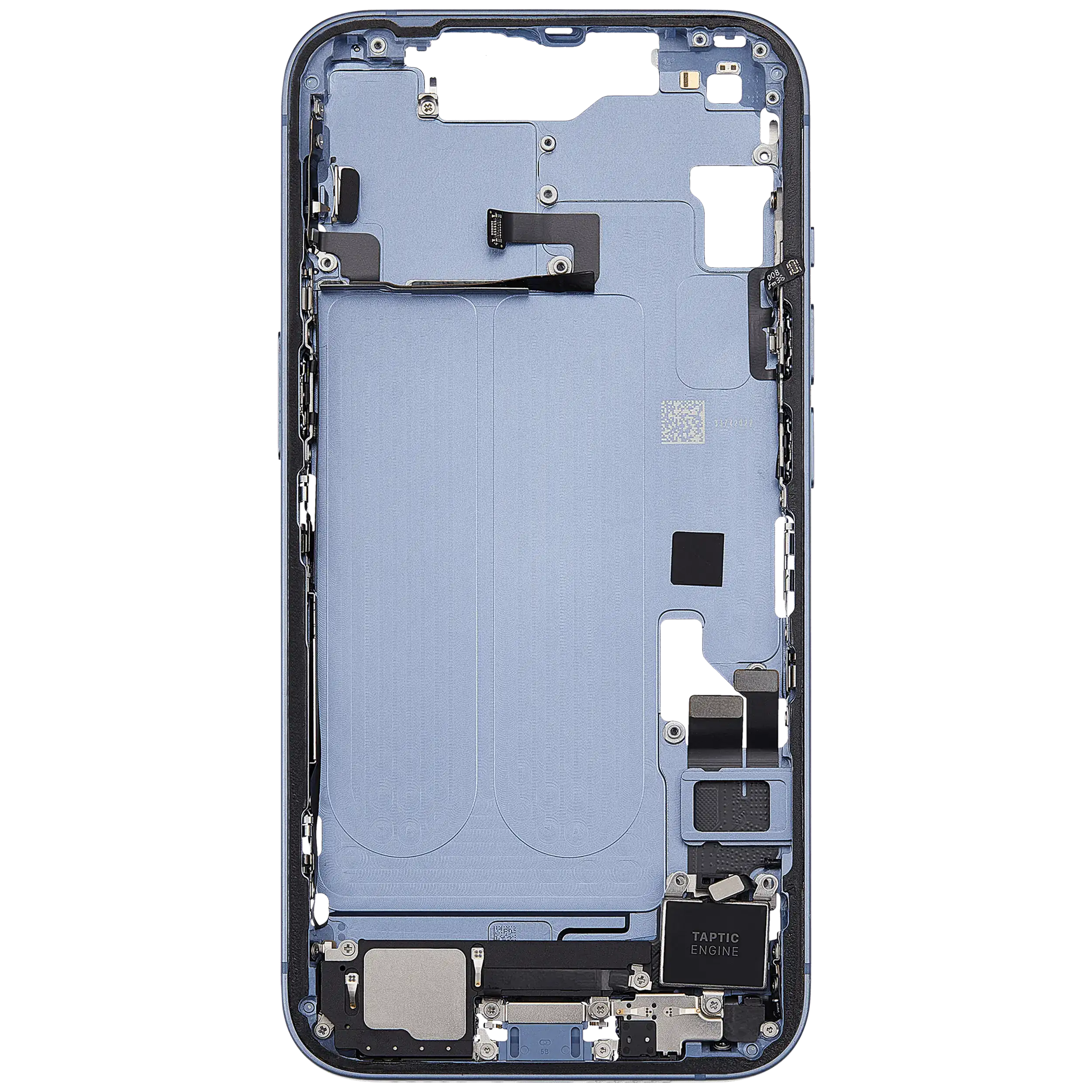 Mittelrahmen mit Ladebuchsen-Flex und Kleinteilen für iPhone 14 (EU / globale Version) (ausgebautes Originalteil: Grade C) (Blue (Blau)) – Bild 4