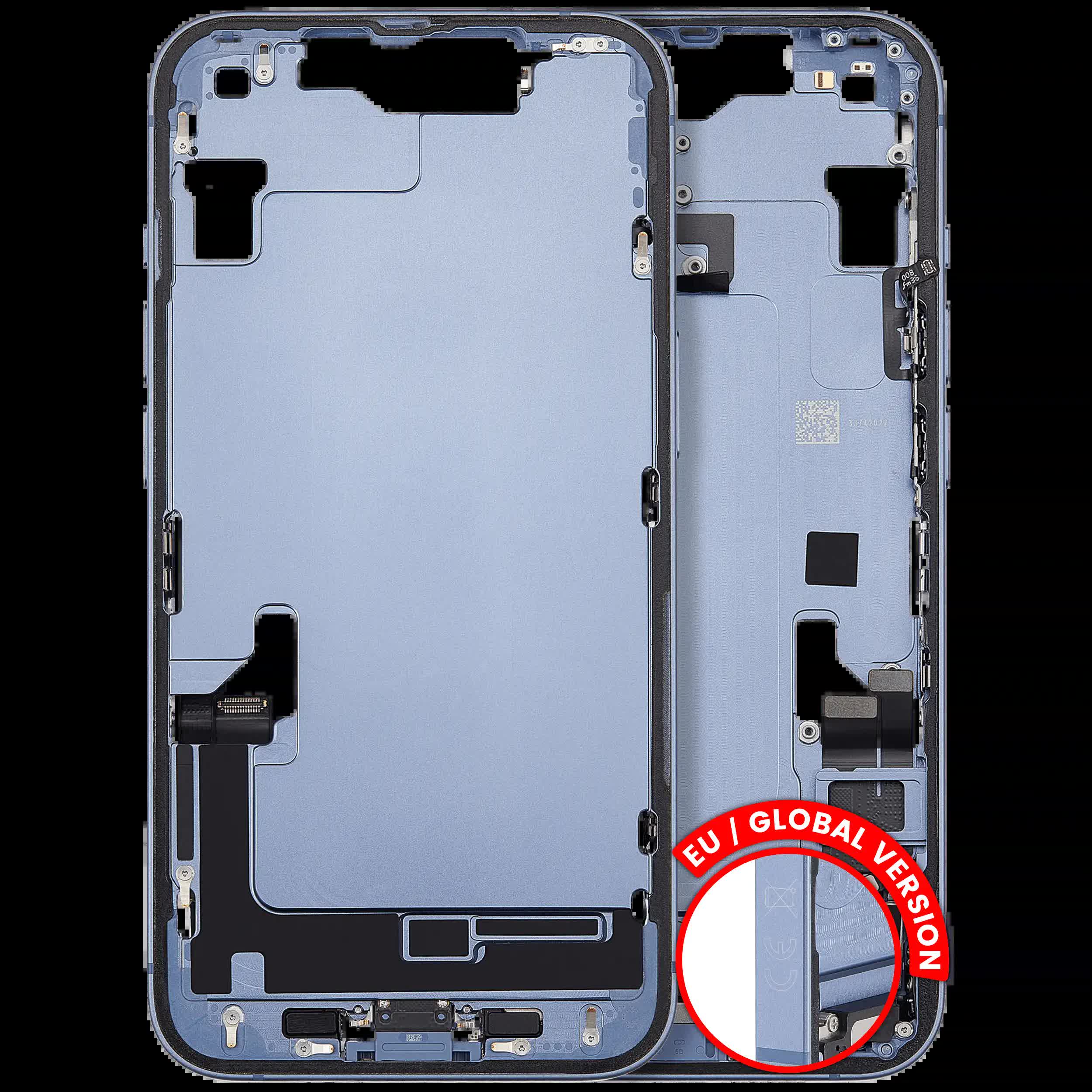 Mittelrahmen mit Ladebuchsen-Flex und Kleinteilen für iPhone 14 (EU / globale Version) (ausgebautes Originalteil: Grade C) (Blue (Blau))