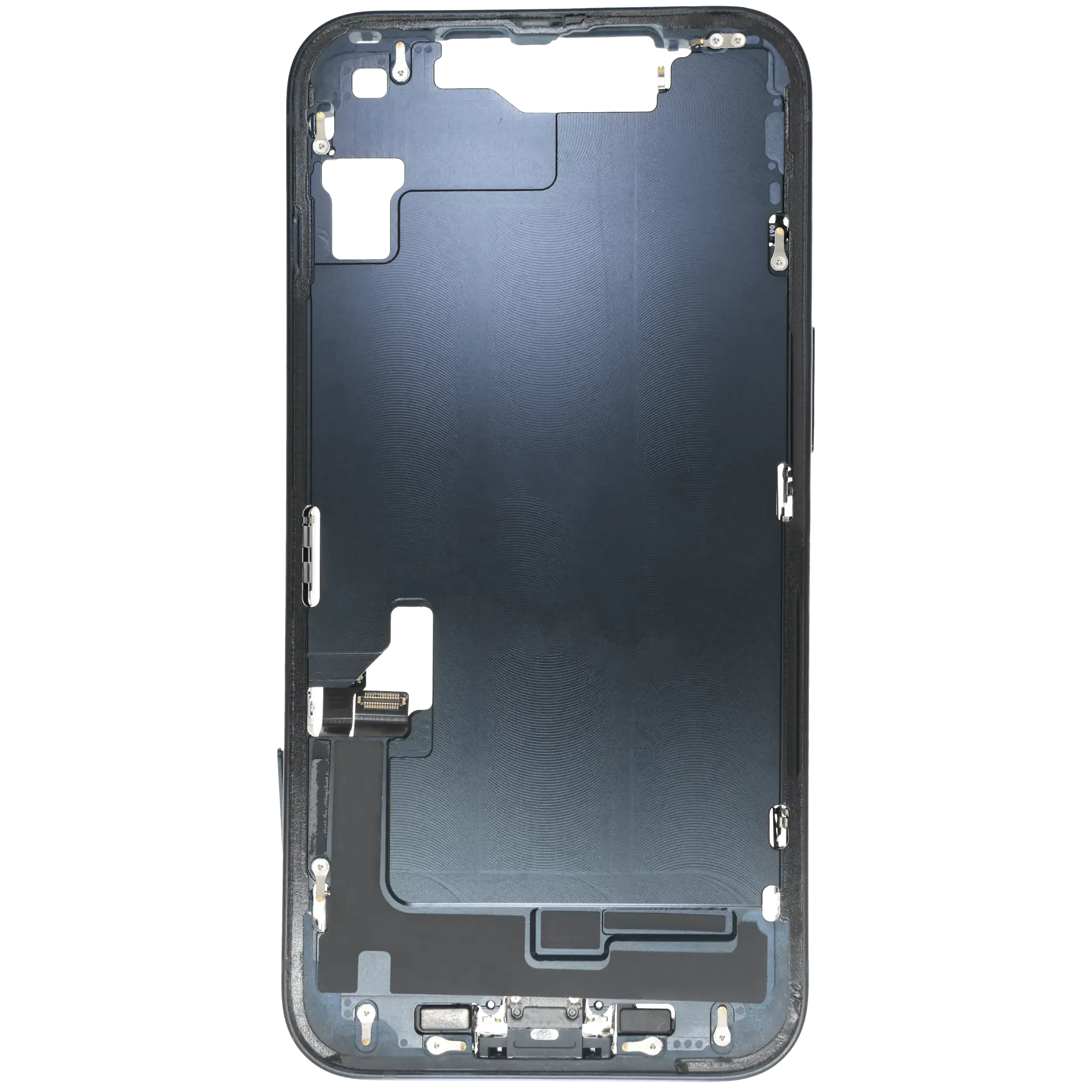 Mittelrahmen mit Ladebuchsen-Flex und Kleinteilen für iPhone 14 (EU / globale Version) (ausgebautes Originalteil: Grade C) (Midnight) – Bild 3
