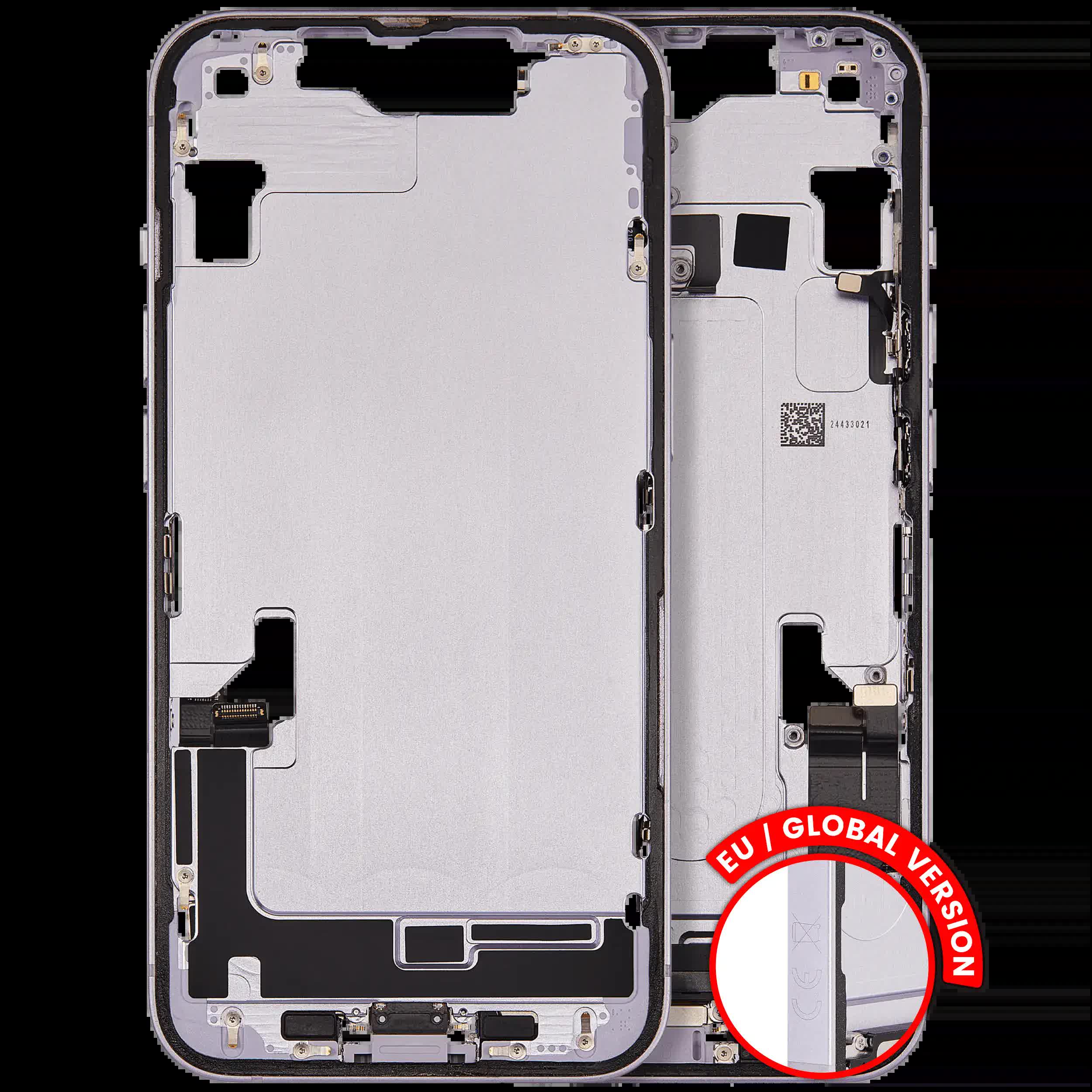 Mittelrahmen mit Ladebuchsen-Flex und Kleinteilen für iPhone 14 (EU / globale Version) (ausgebautes Originalteil: Grade C) (Purple (Violett))