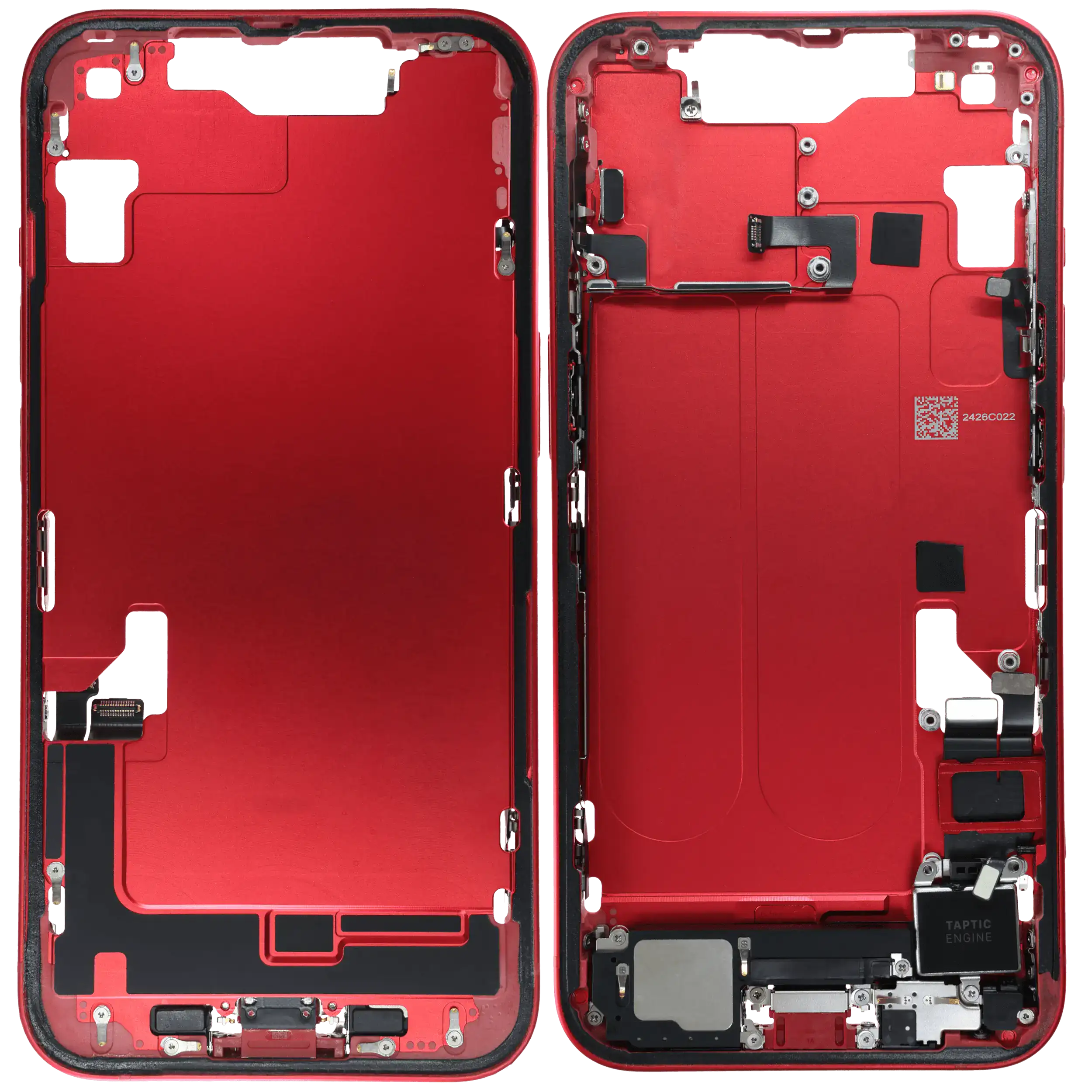 Mittelrahmen mit Ladebuchsen-Flex und Kleinteilen für iPhone 14 (EU / globale Version) (ausgebautes Originalteil: Grade C) (Red (Rot)) – Bild 2
