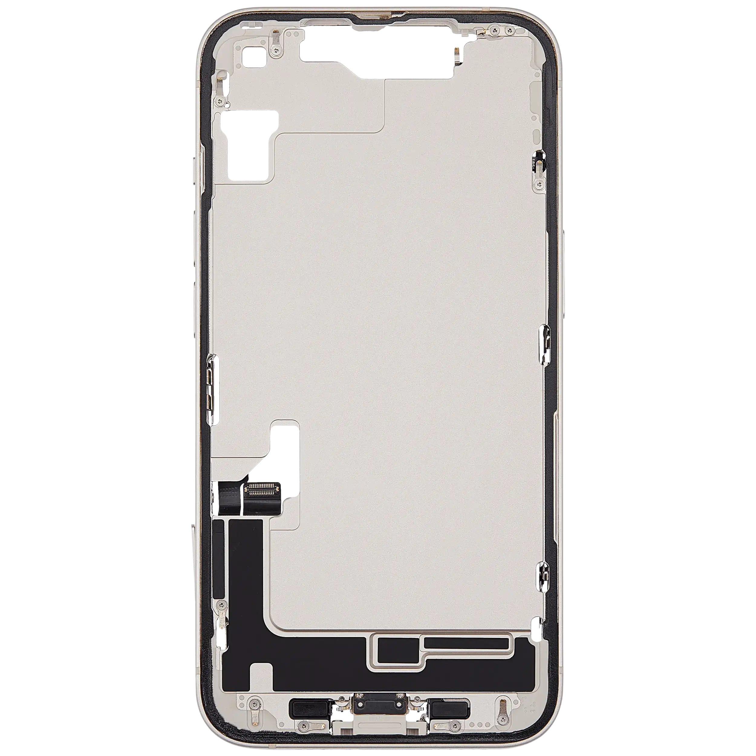 Mittelrahmen mit Ladebuchsen-Flex und Kleinteilen für iPhone 14 (EU / globale Version) (ausgebautes Originalteil: Grade C) (Starlight) – Bild 3
