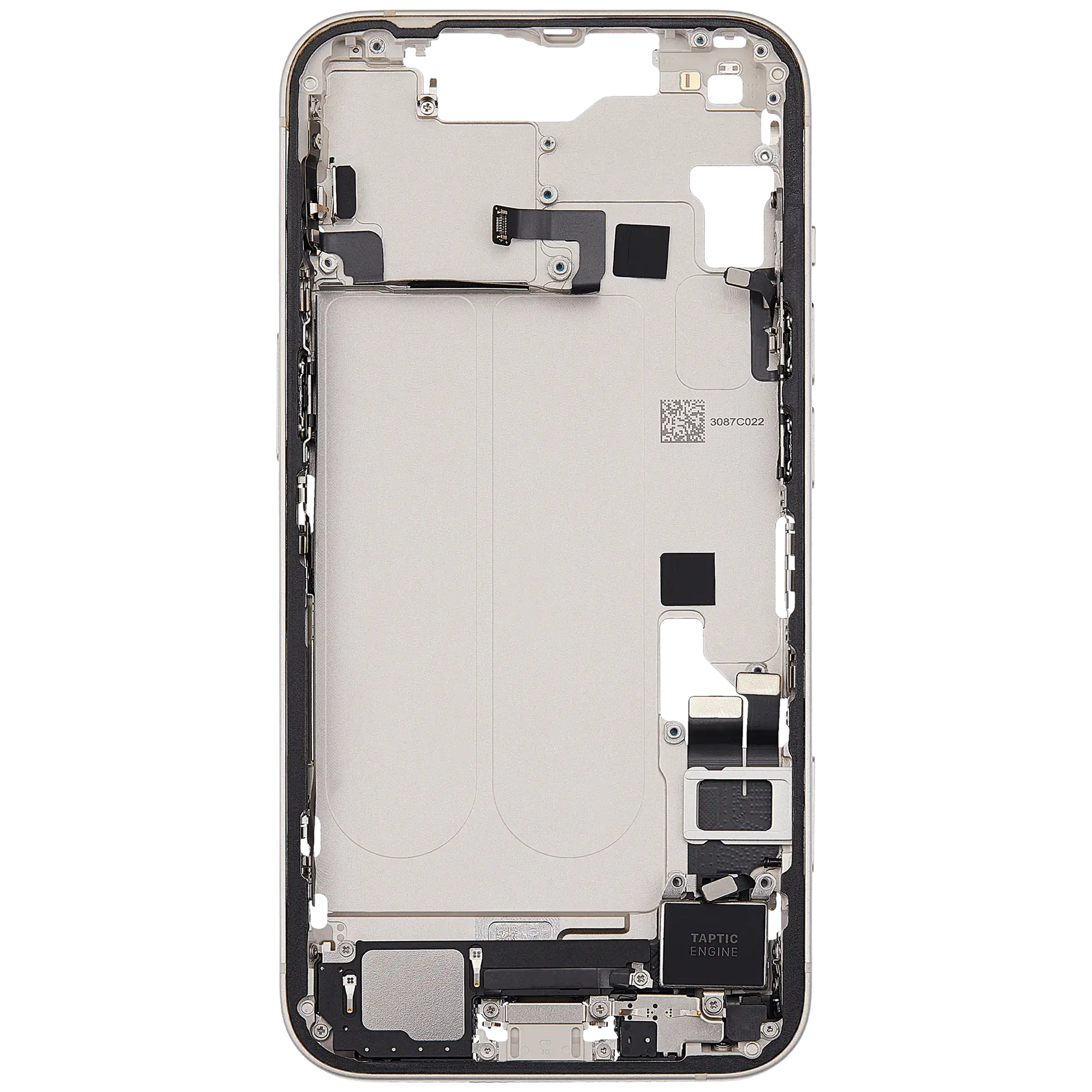 Mittelrahmen mit Ladebuchsen-Flex und Kleinteilen für iPhone 14 (EU / globale Version) (ausgebautes Originalteil: Grade C) (Starlight) – Bild 4
