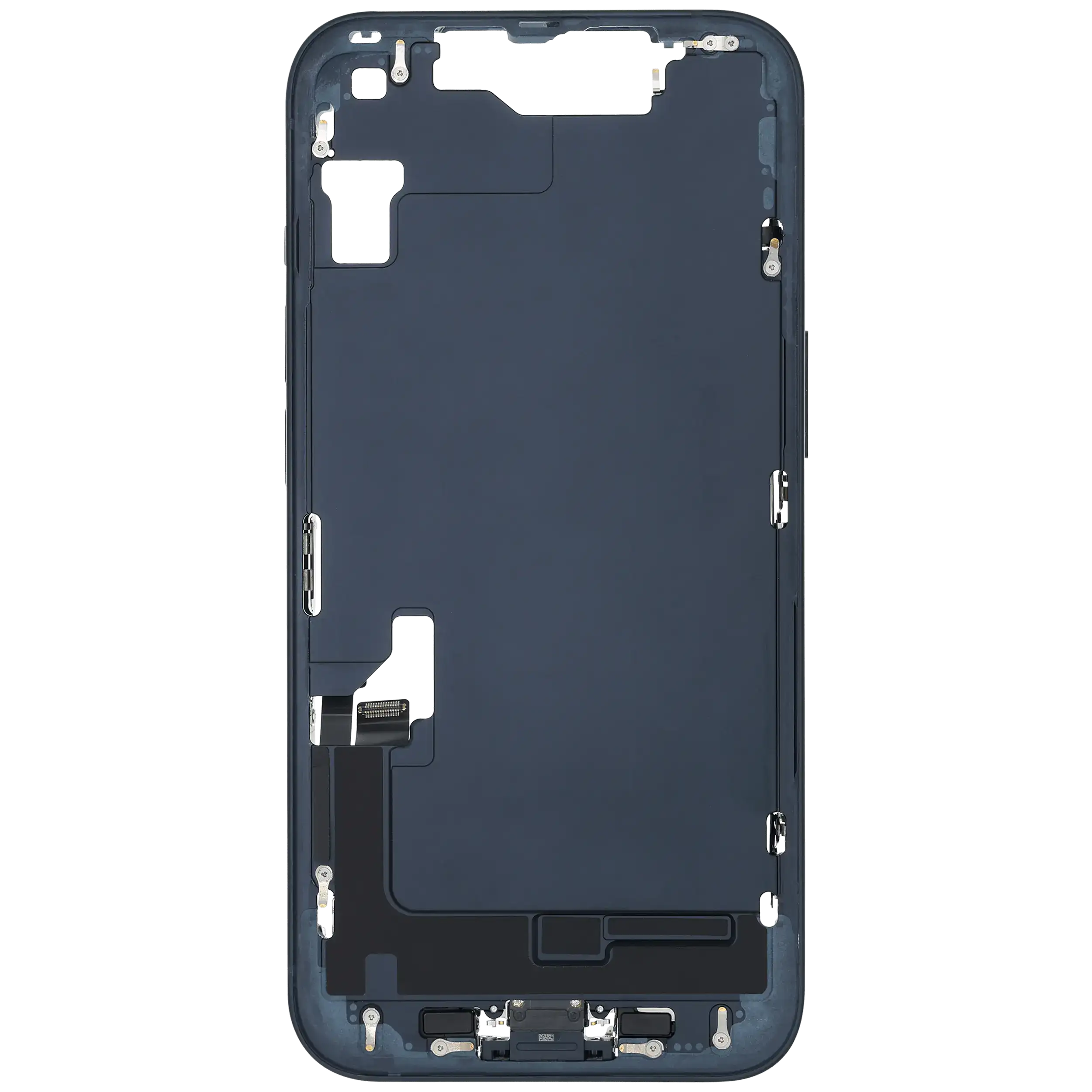Mittelrahmen mit Ladebuchsen-Flex und Kleinteilen für iPhone 14 (US-Version) (ausgebautes Originalteil: Grade A) (Midnight) – Bild 3