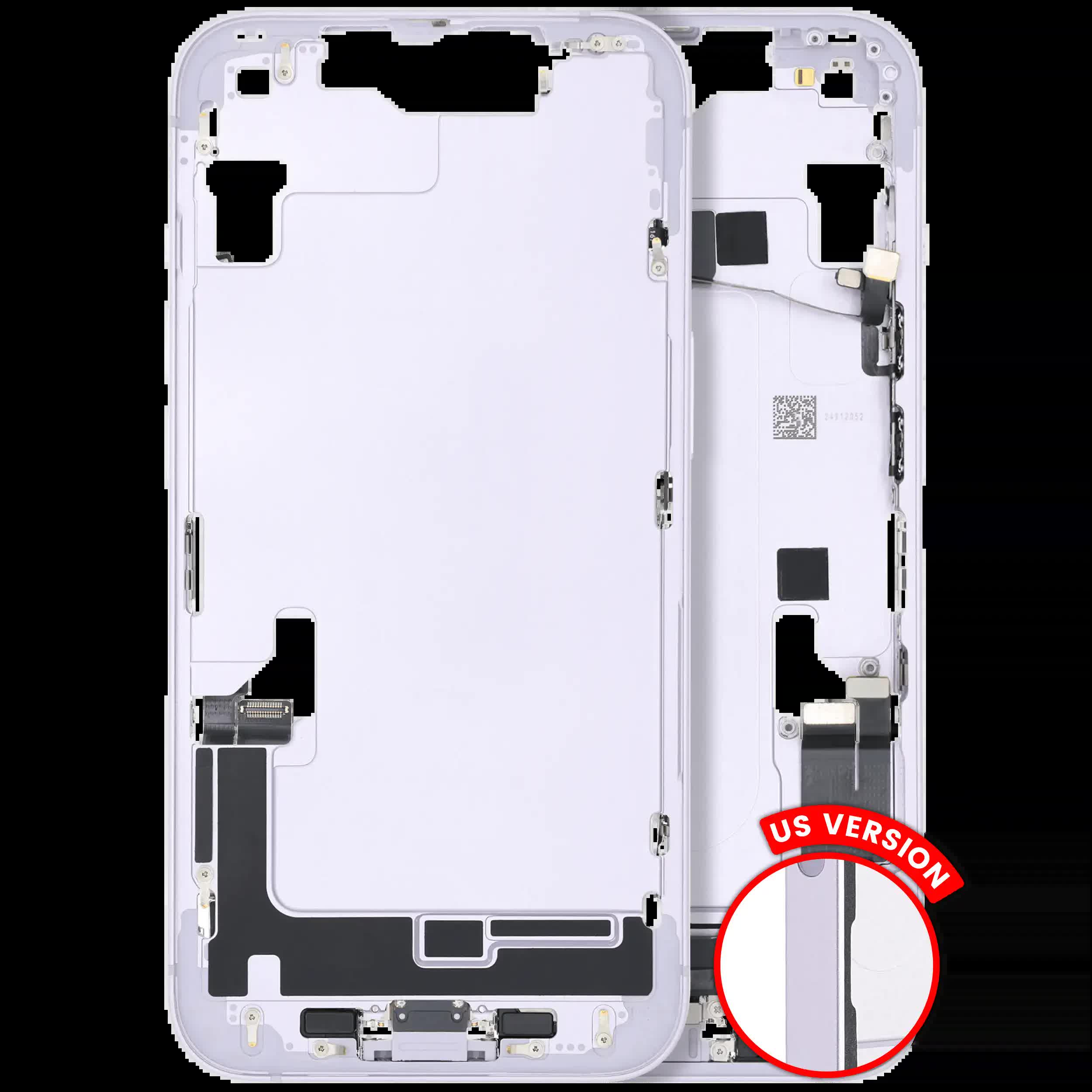 Mittelrahmen mit Ladebuchsen-Flex und Kleinteilen für iPhone 14 (US-Version) (ausgebautes Originalteil: Grade A) (Purple (Violett))