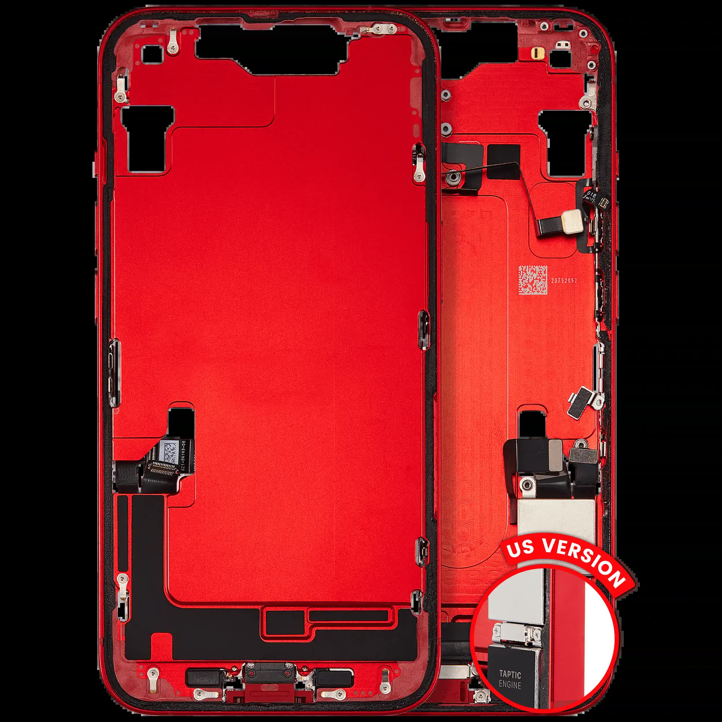 Mittelrahmen mit Ladebuchsen-Flex und Kleinteilen für iPhone 14 (US-Version) (ausgebautes Originalteil: Grade A) (Red (Rot))