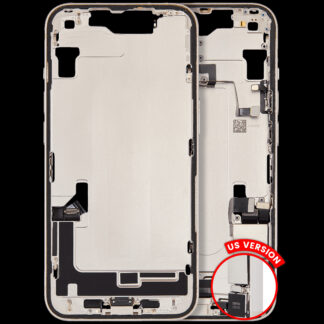 Mittelrahmen mit Ladebuchsen-Flex und Kleinteilen für iPhone 14 (US-Version) (ausgebautes Originalteil: Grade A) (Starlight)