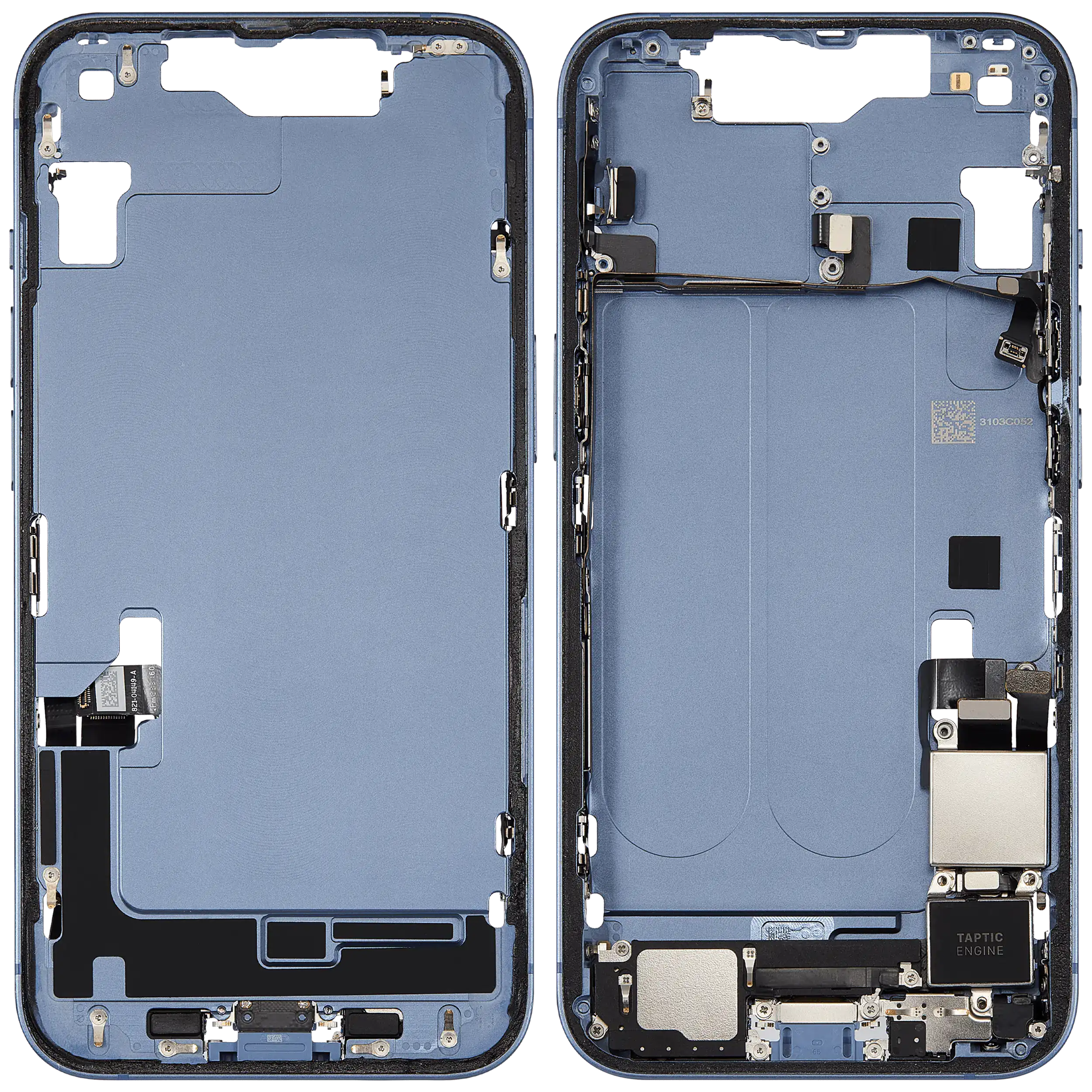 Mittelrahmen mit Ladebuchsen-Flex und Kleinteilen für iPhone 14 (US-Version) (ausgebautes Originalteil: Grade B) (Blue (Blau)) – Bild 2
