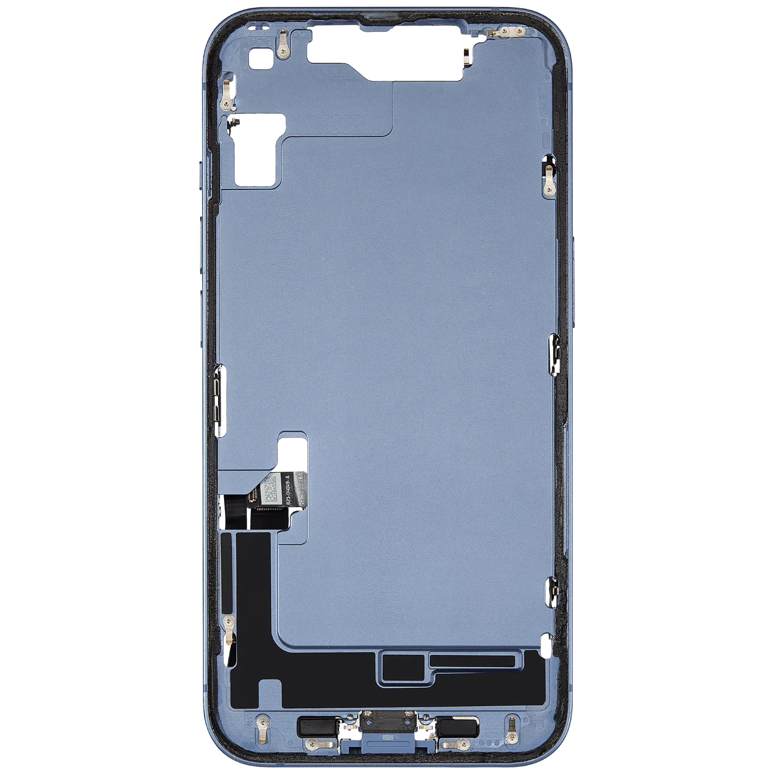 Mittelrahmen mit Ladebuchsen-Flex und Kleinteilen für iPhone 14 (US-Version) (ausgebautes Originalteil: Grade B) (Blue (Blau)) – Bild 3