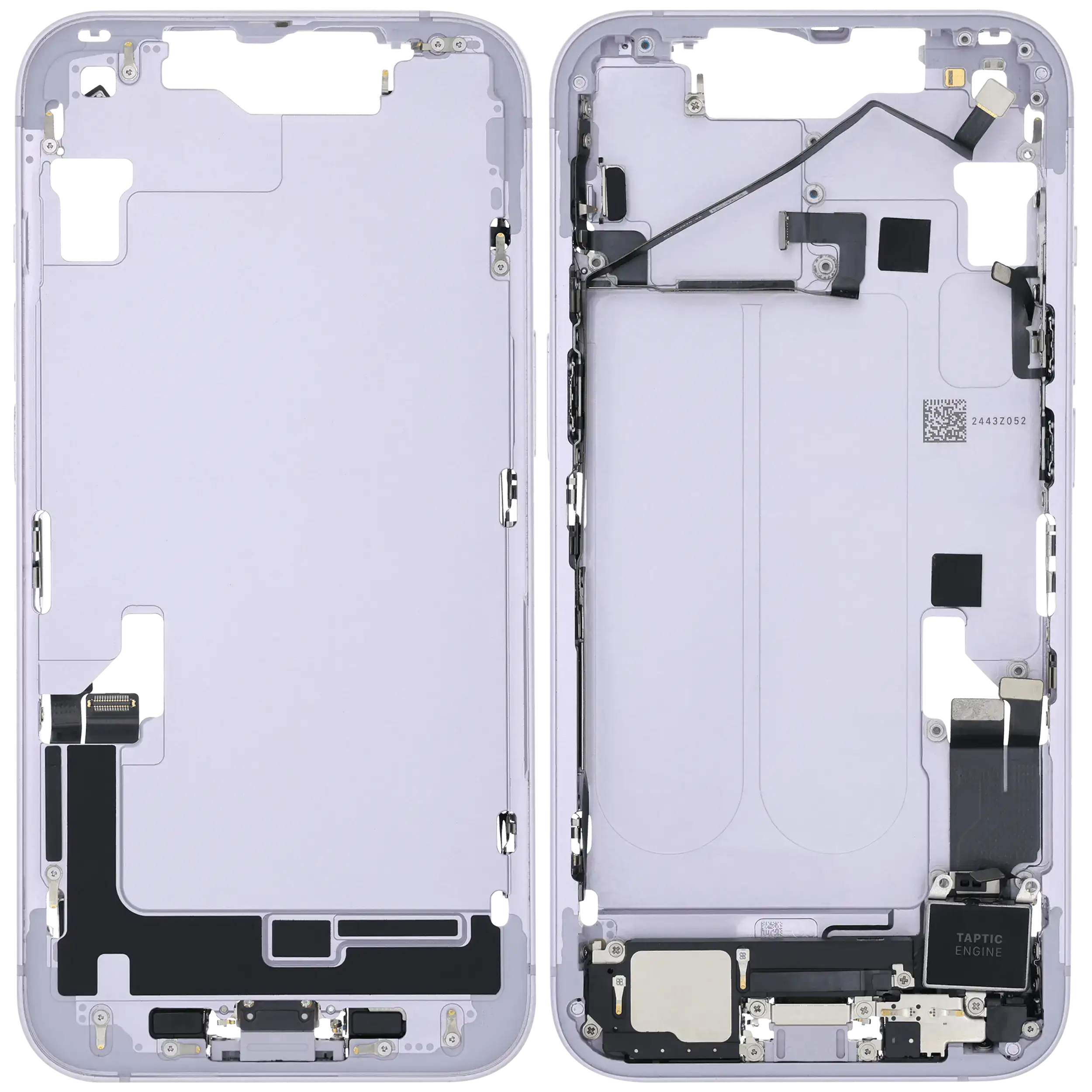 Mittelrahmen mit Ladebuchsen-Flex und Kleinteilen für iPhone 14 (US-Version) (ausgebautes Originalteil: Grade B) (Purple (Violett)) – Bild 2