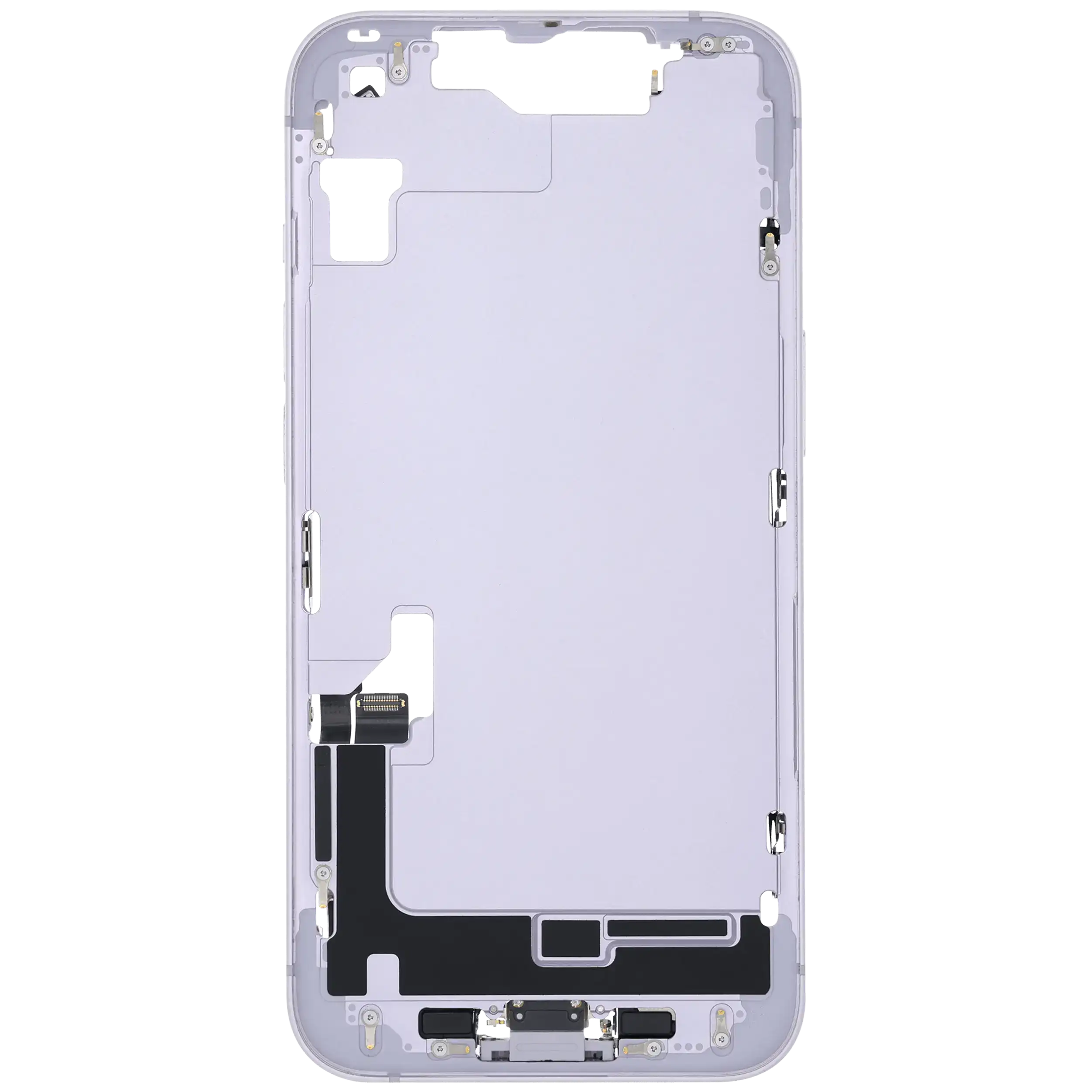 Mittelrahmen mit Ladebuchsen-Flex und Kleinteilen für iPhone 14 (US-Version) (ausgebautes Originalteil: Grade B) (Purple (Violett)) – Bild 3