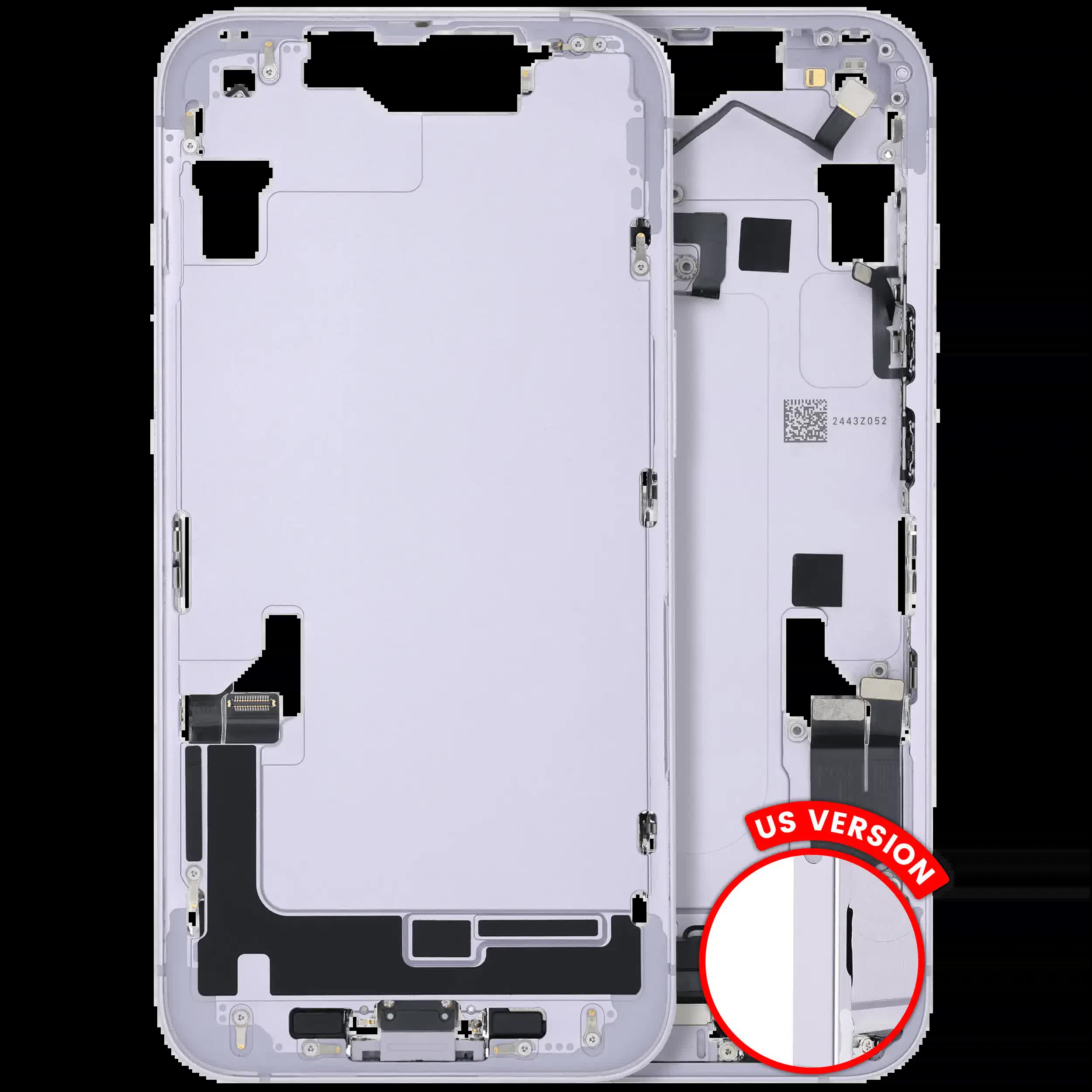 Mittelrahmen mit Ladebuchsen-Flex und Kleinteilen für iPhone 14 (US-Version) (ausgebautes Originalteil: Grade B) (Purple (Violett))