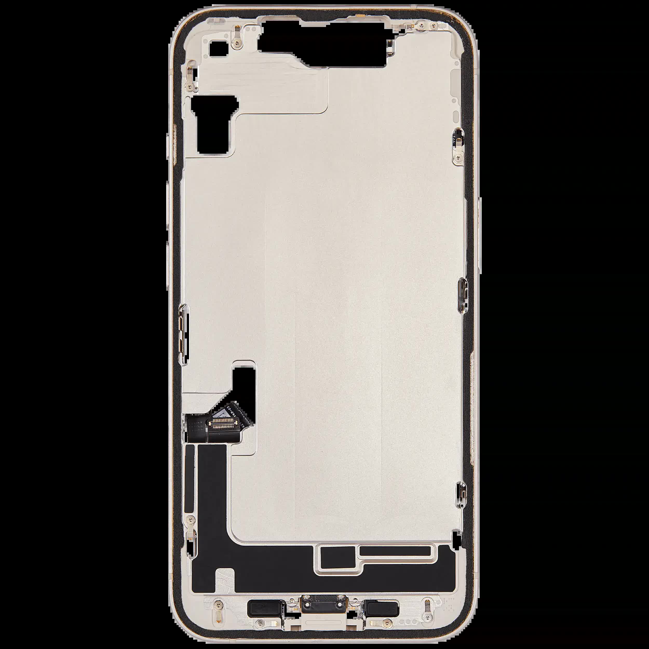 Mittelrahmen mit Ladebuchsen-Flex und Kleinteilen für iPhone 14 (US-Version) (ausgebautes Originalteil: Grade B) (Starlight)