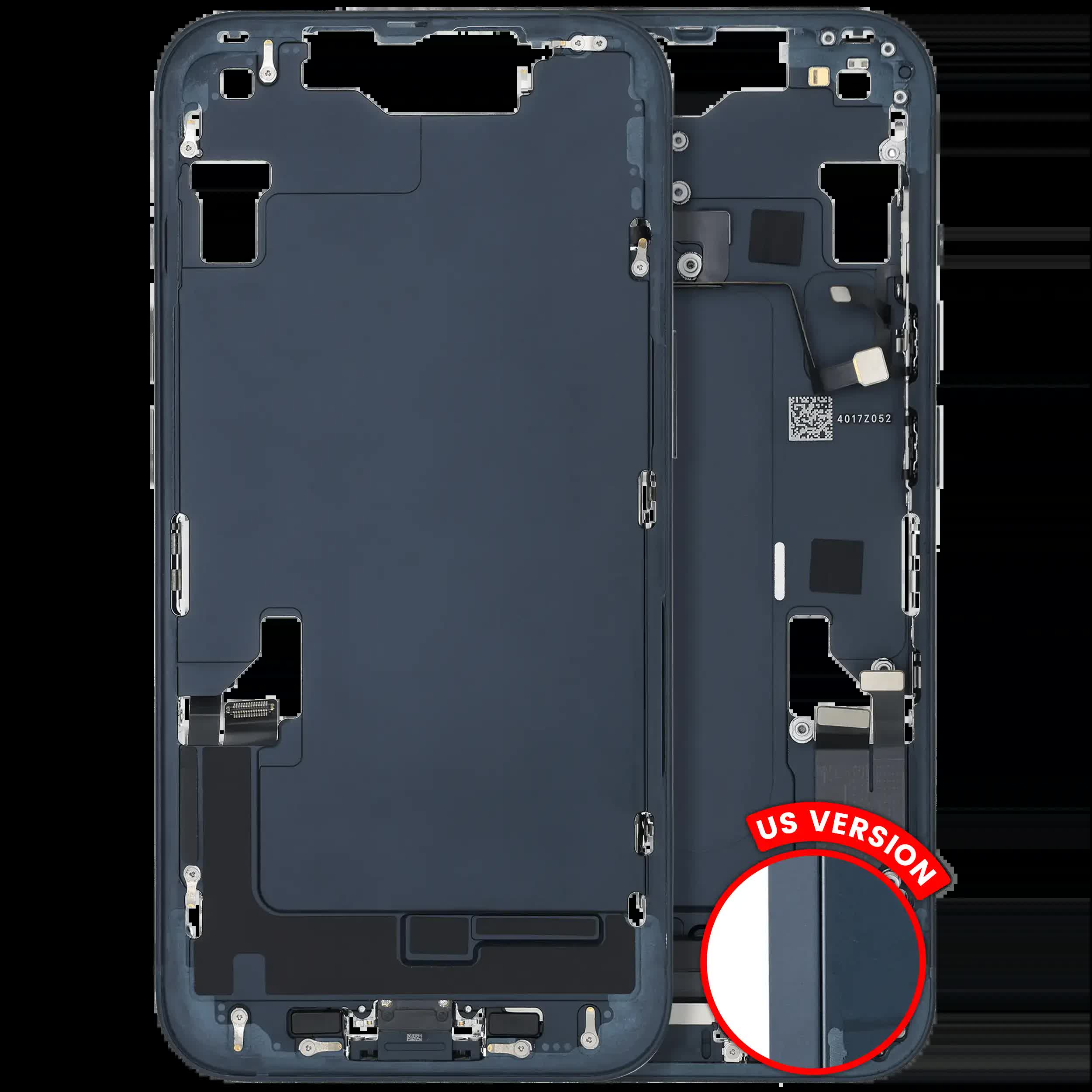 Mittelrahmen mit Ladebuchsen-Flex und Kleinteilen für iPhone 14 (US-Version) (ausgebautes Originalteil: Grade C) (Midnight)
